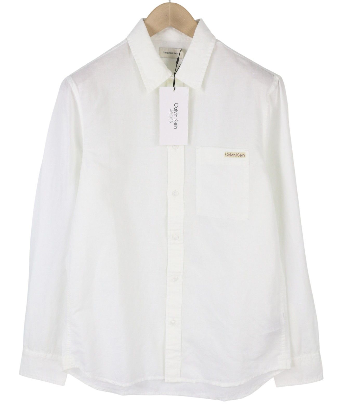 Calvin Klein M White Linen Blend Spread Neck 87675 Size US M / EU 48-50 / 2 - 1 Thumbnail