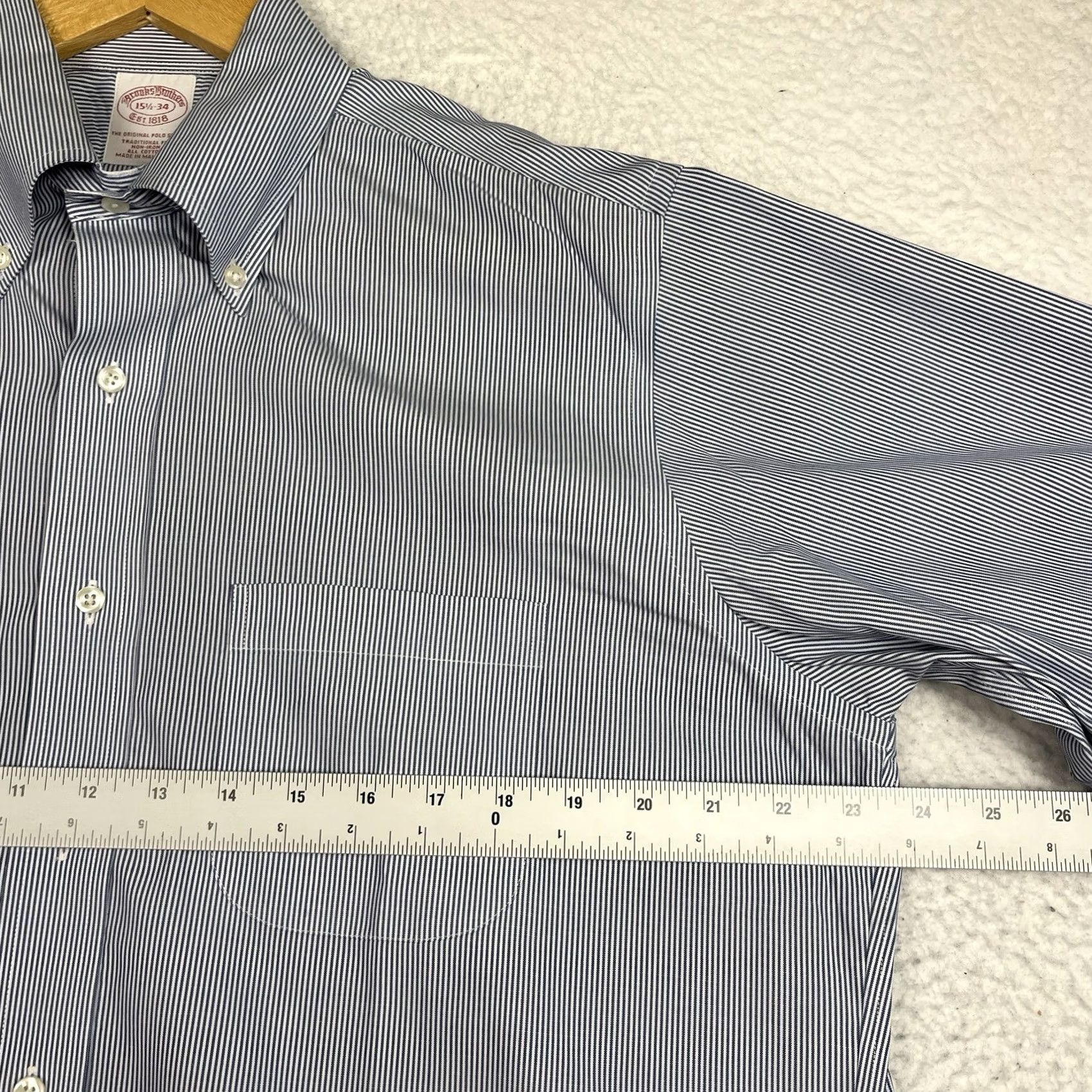 Brooks Brothers VINTAGE Brooks Brothers Shirt Button Down Oxford Blue Striped OCBD 15.5-34 Classic Preppy USA Mens Size US L / EU 52-54 / 3 - 3 Thumbnail