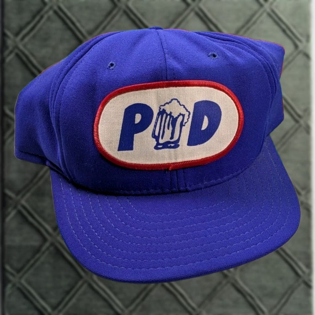 Vintage VINTAGE Beer Hat Fitted Blue P🍺D Size 7 3/8 1980's Made In USA Size ONE SIZE - 1 Thumbnail