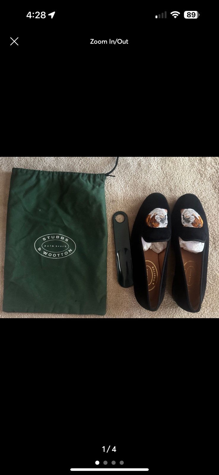 Stubbs & Wootton New Ladies Stubbs & Wootton Black Loafers Size US 9.5 / IT 39.5 - 4 Thumbnail