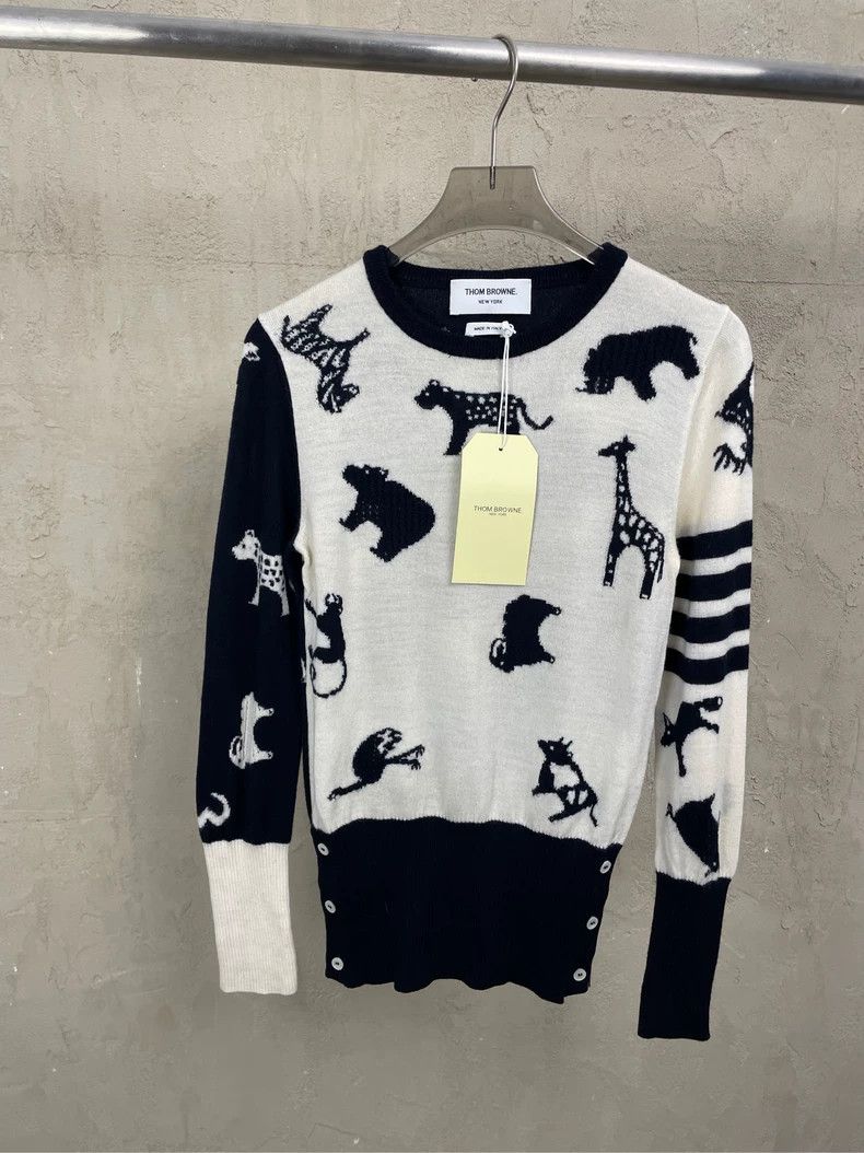 Thom Browne Thom browne Beige Tibetan blue color block zoo four-striped Size S / US 4 / IT 40 - 1 Thumbnail