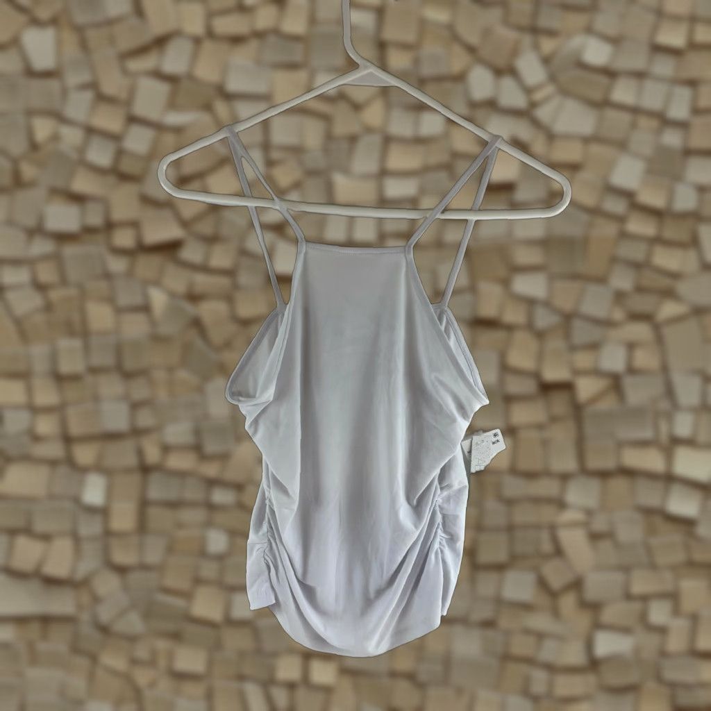Vintage ABOUND Tank Top Women's Size S White Sleeveless Ruched Side Spaghetti Strap NWT Size S / US 4 / IT 40 - 1 Thumbnail