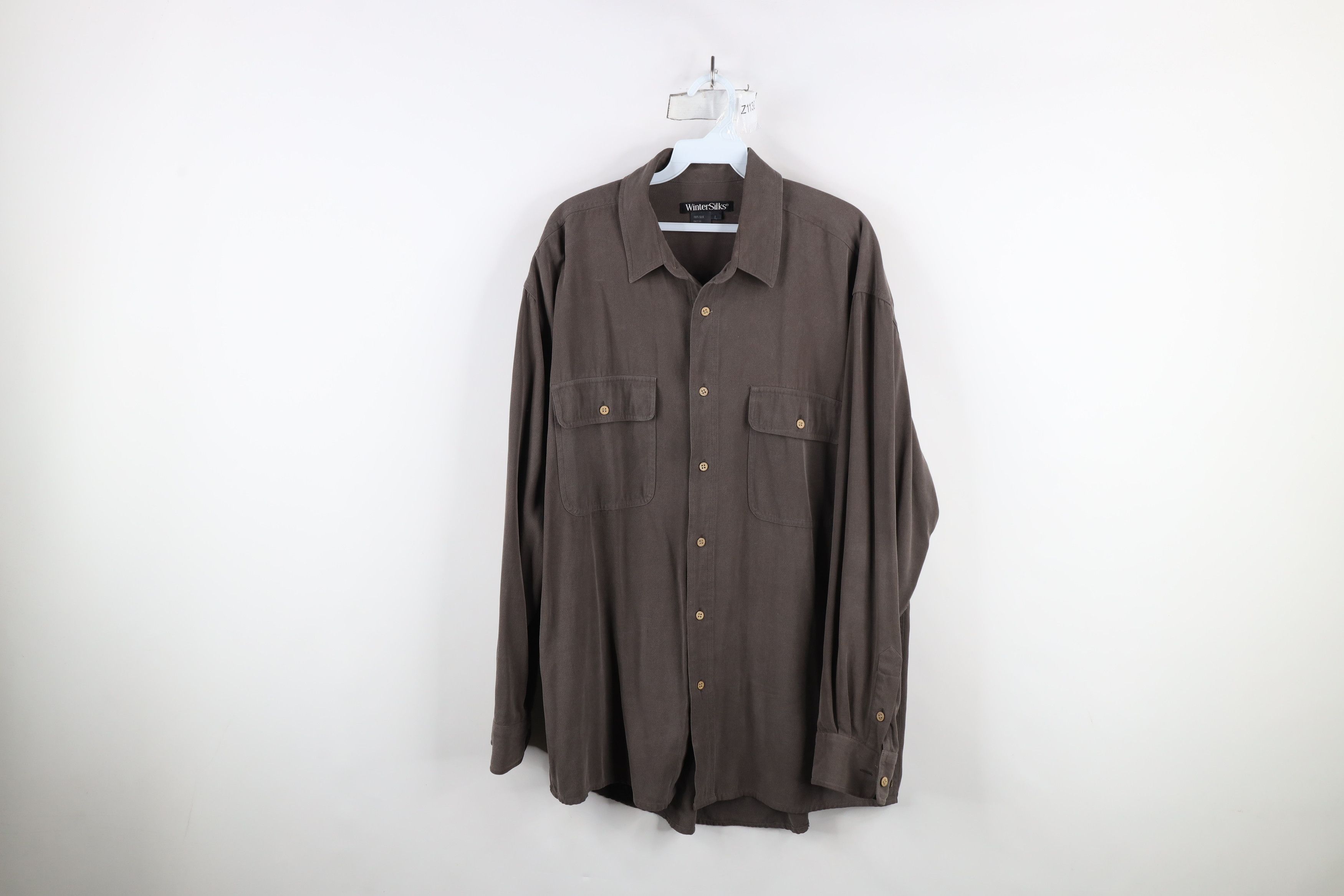 Vintage Vintage 90s Streetwear Herringbone Collared Button Shirt Size US L / EU 52-54 / 3 - 1 Thumbnail