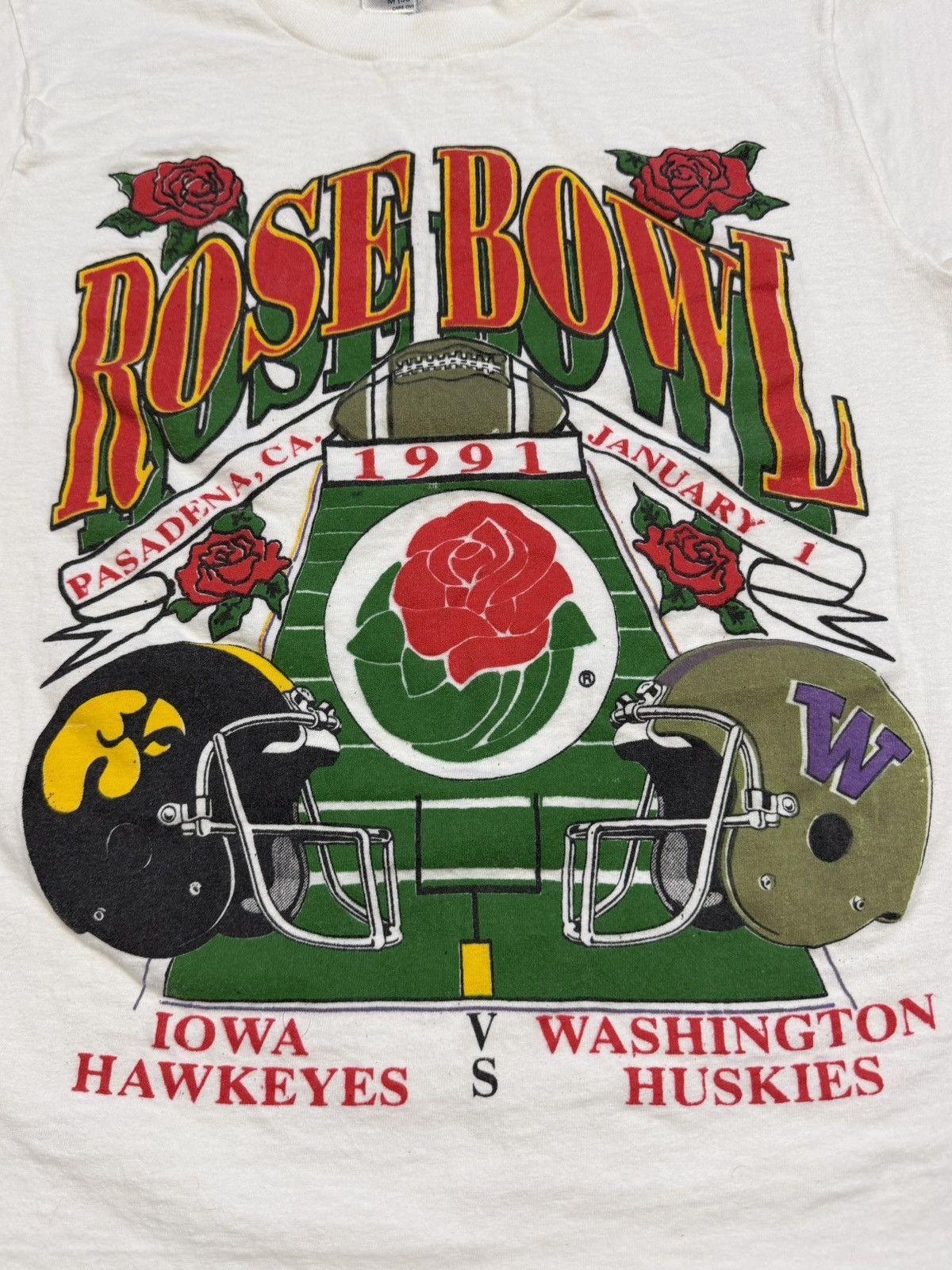 NCAA Vintage 1991 Rose Bowl Washington Huskies Iowa Hawkeyes Tee Size US M / EU 48-50 / 2 - 4 Thumbnail