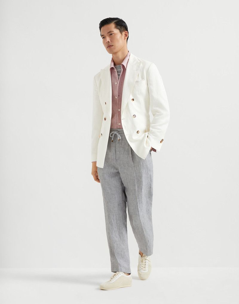 Brunello Cucinelli o1la1rc1a0326 Linen Easy Fit Shirt With Chest Pockets Pink Size US S / EU 44-46 / 1 - 5 Thumbnail