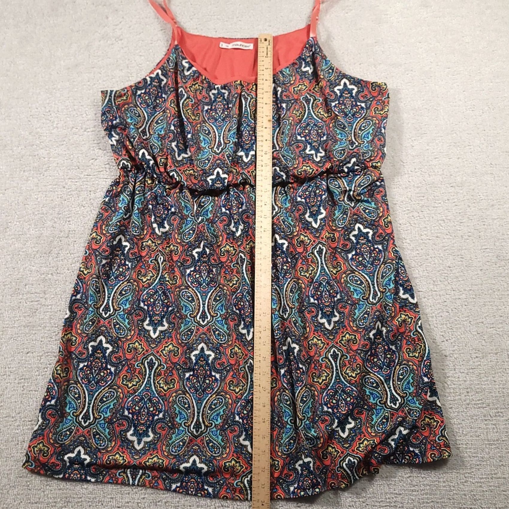 Vintage Maurices Women Dress 3X Spaghetti Strap Paisley Print Cinch Waist Short Summer Womens Size 40" / US 18 - 7 Thumbnail