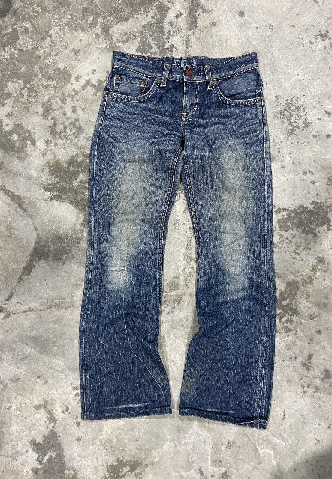 Edwin × Other ❤️‍🔥SEND OFFER ❤️‍🔥Edwin Blue Trip Flare Jeans Grazy Design Size 30" / US 8 / IT 44 - 2 Thumbnail