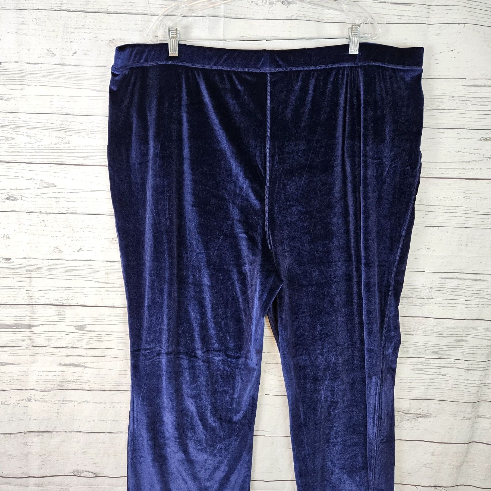 Quacker Factory Quacker Factory Womens Velvet Pants 2X Blue Pull On Pockets High Rise Size 40" / US 18 - 4 Thumbnail