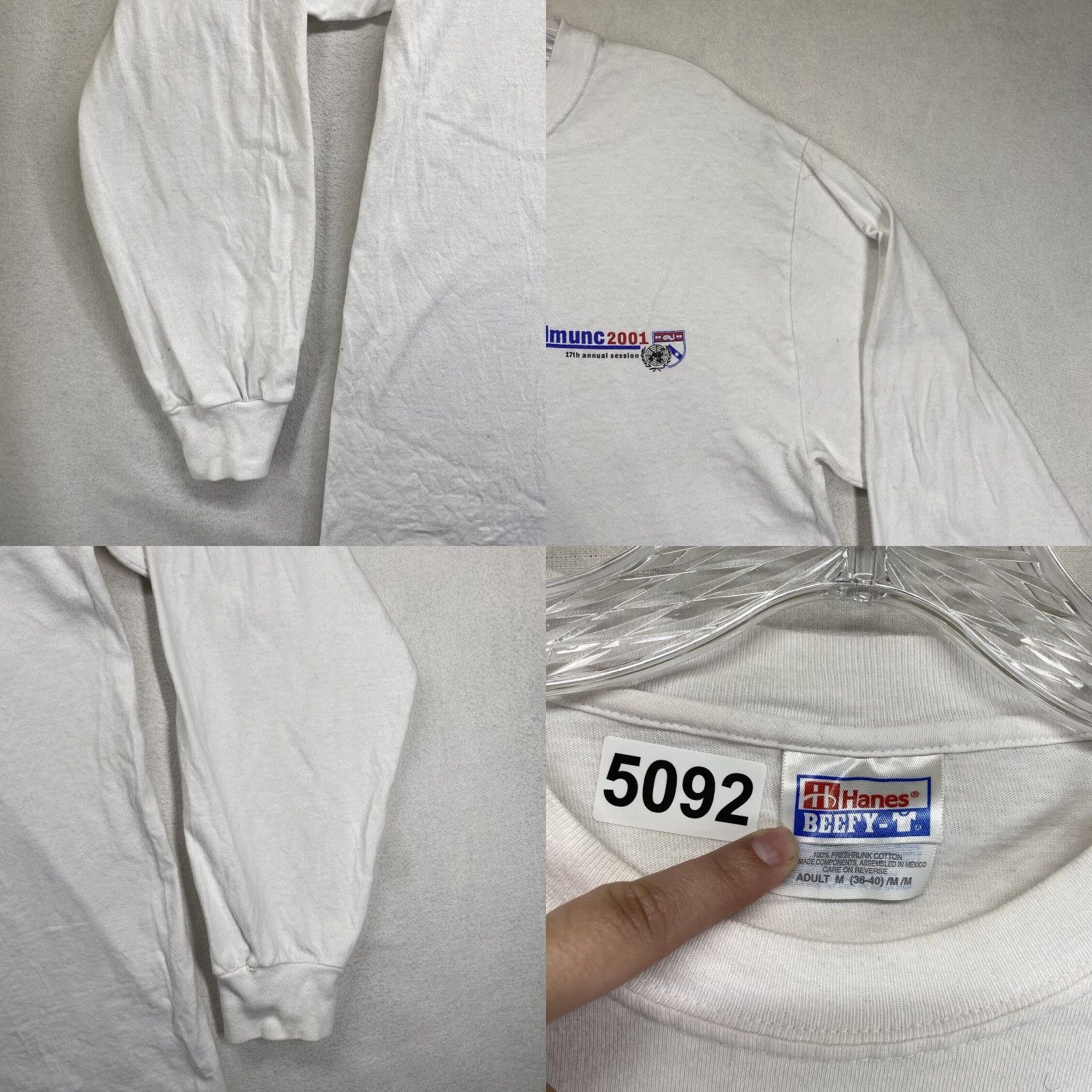 Hanes VINTAGE Hanes Ivy League T Shirt Unisex Adults Medium White Y2K Conference 2001 Size US M / EU 48-50 / 2 - 8 Thumbnail