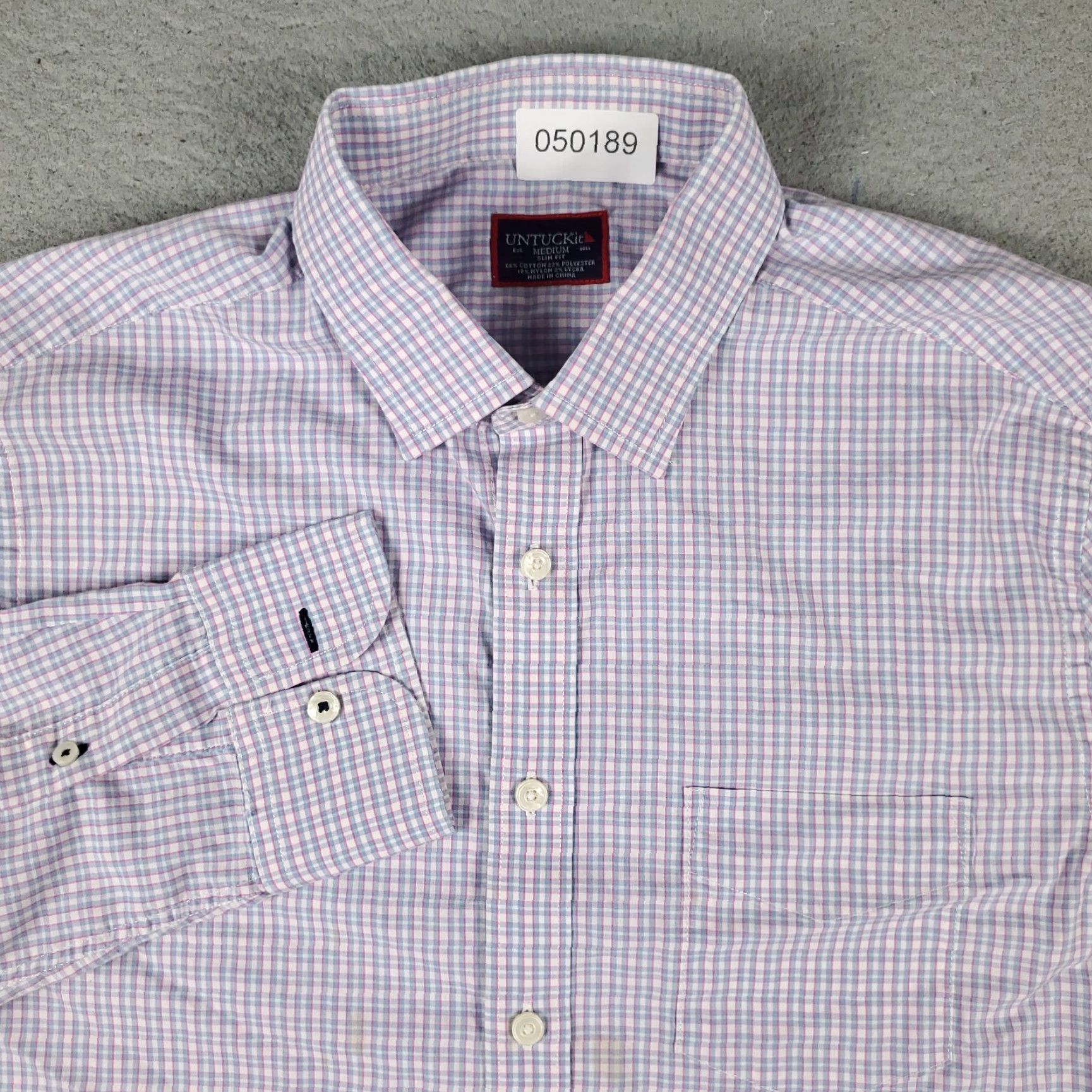 UNTUCKit UNTUCKit Shirt Mens Medium Blue Purple Plaid Button Up Long Sleeve Regular Fit Pockets Casual Workwear Size US M / EU 48-50 / 2 - 2 Thumbnail
