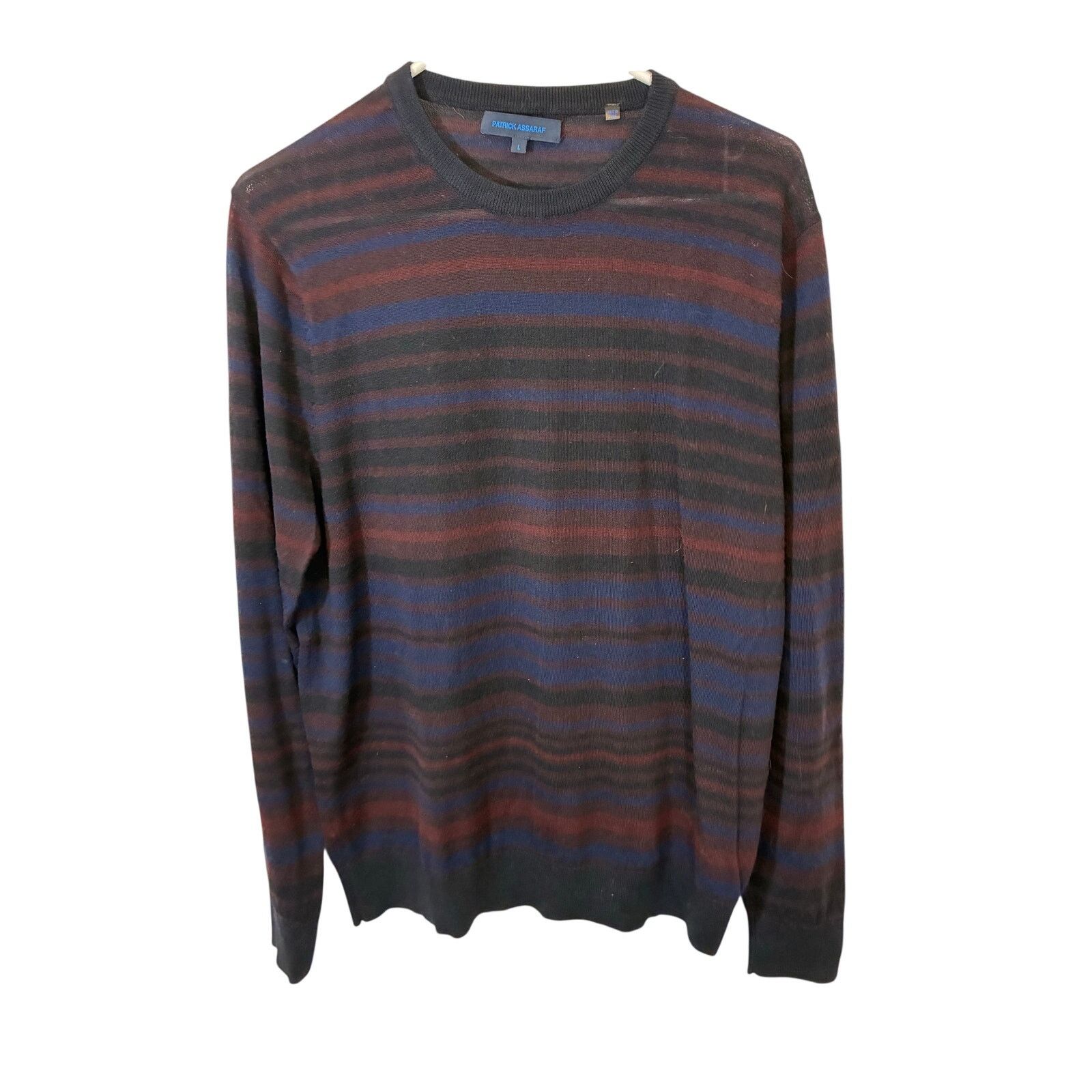 PATRICK ASSARAF Patrick Assaraf Striped Wool Crewneck Sweater Stripe Mens Size US L / EU 52-54 / 3 - 1 Thumbnail
