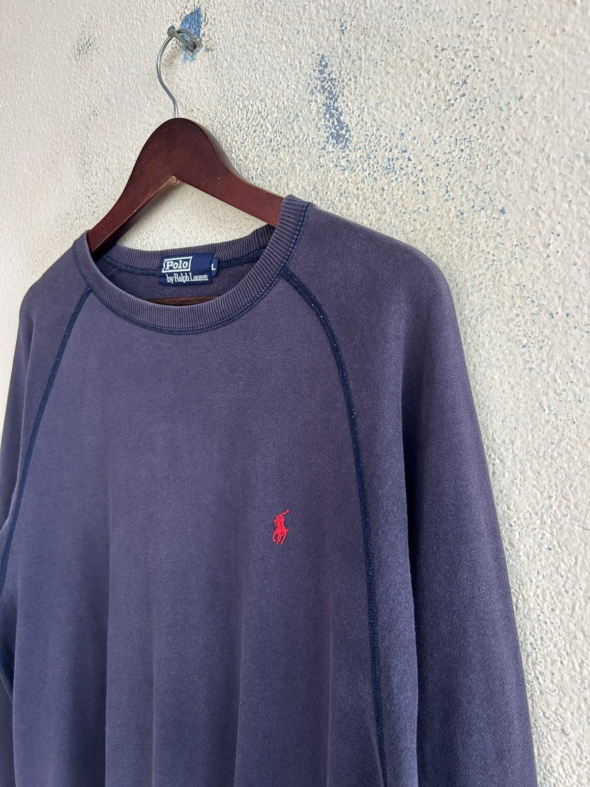Polo Ralph Lauren Vintage Polo by Ralph Lauren Sunfaded Navy Blue Sweatshirt Size US L / EU 52-54 / 3 - 3 Thumbnail