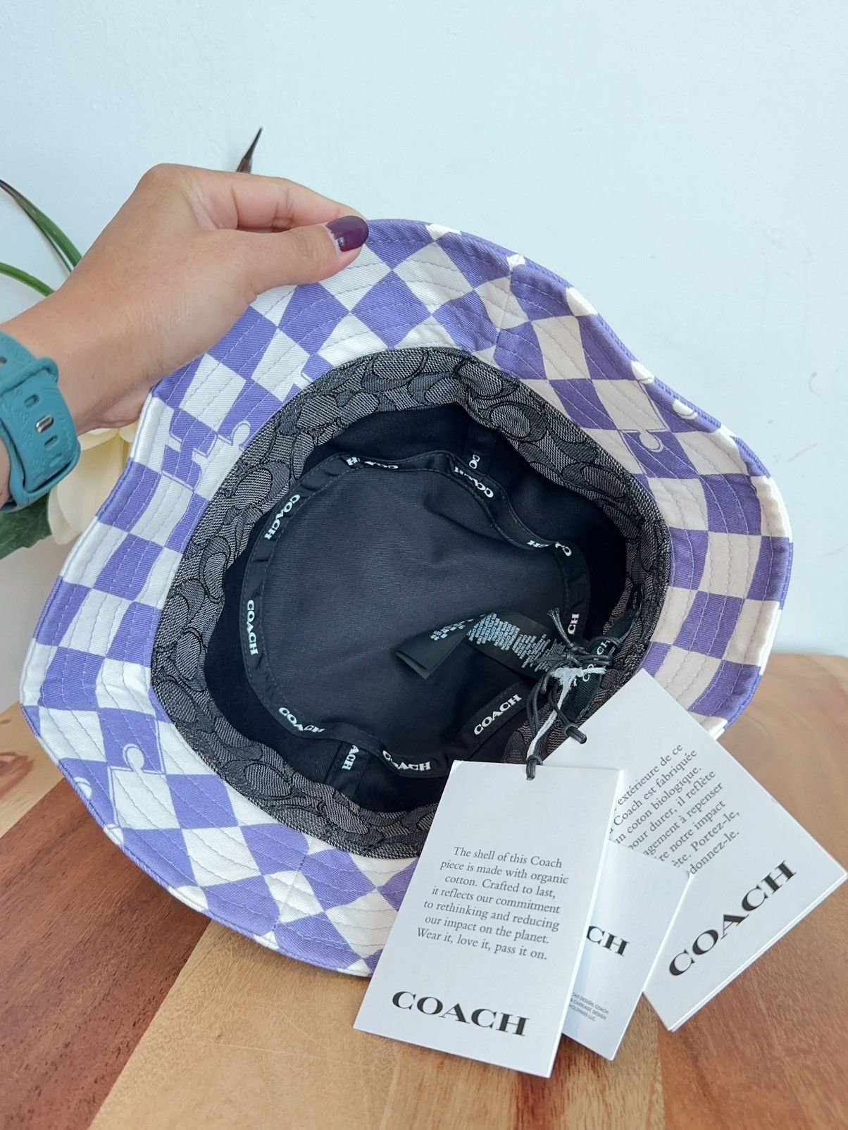 Coach NWT Coach Checkerboard Print Bucket Hat size XS/S Size ONE SIZE - 4 Thumbnail
