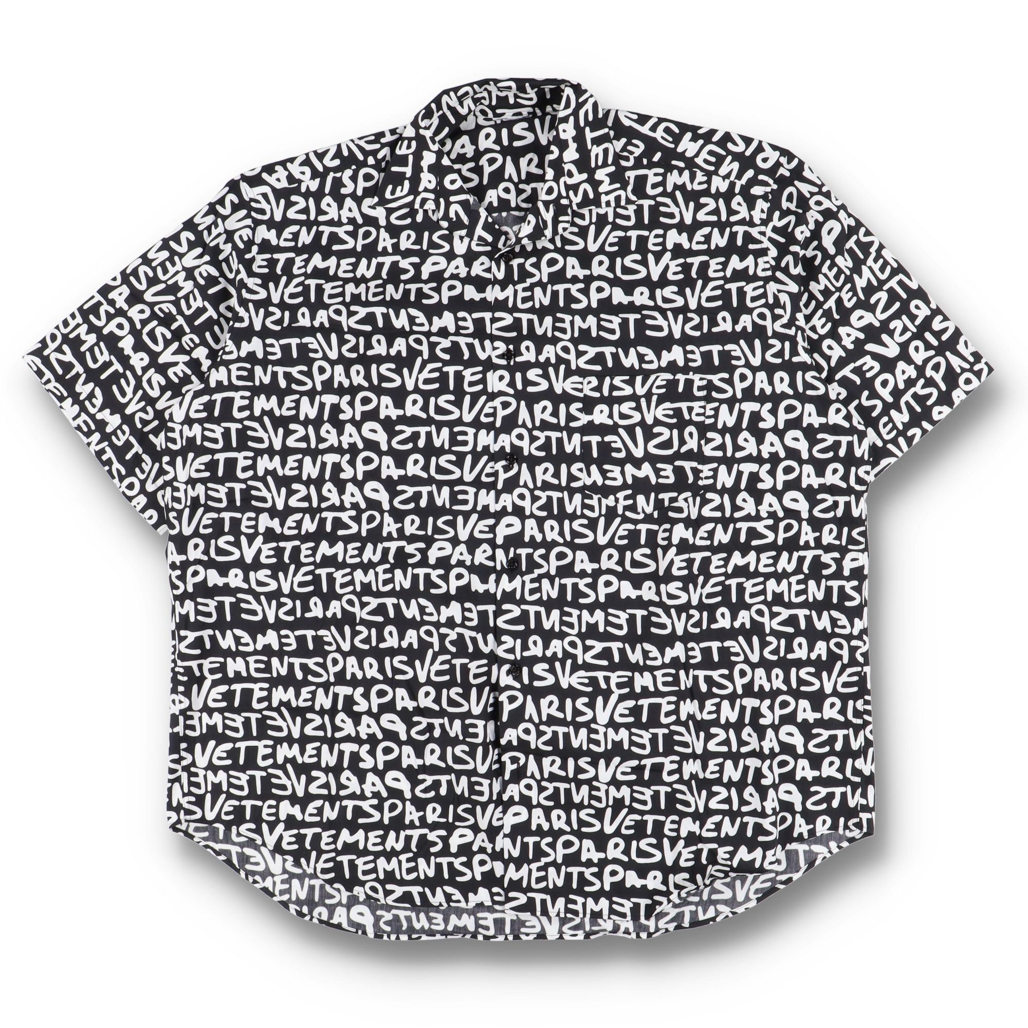 Vetements Black All Over Grafitti Logo Oversized Short Sleeve Shirt Size US S / EU 44-46 / 1 - 1 Thumbnail
