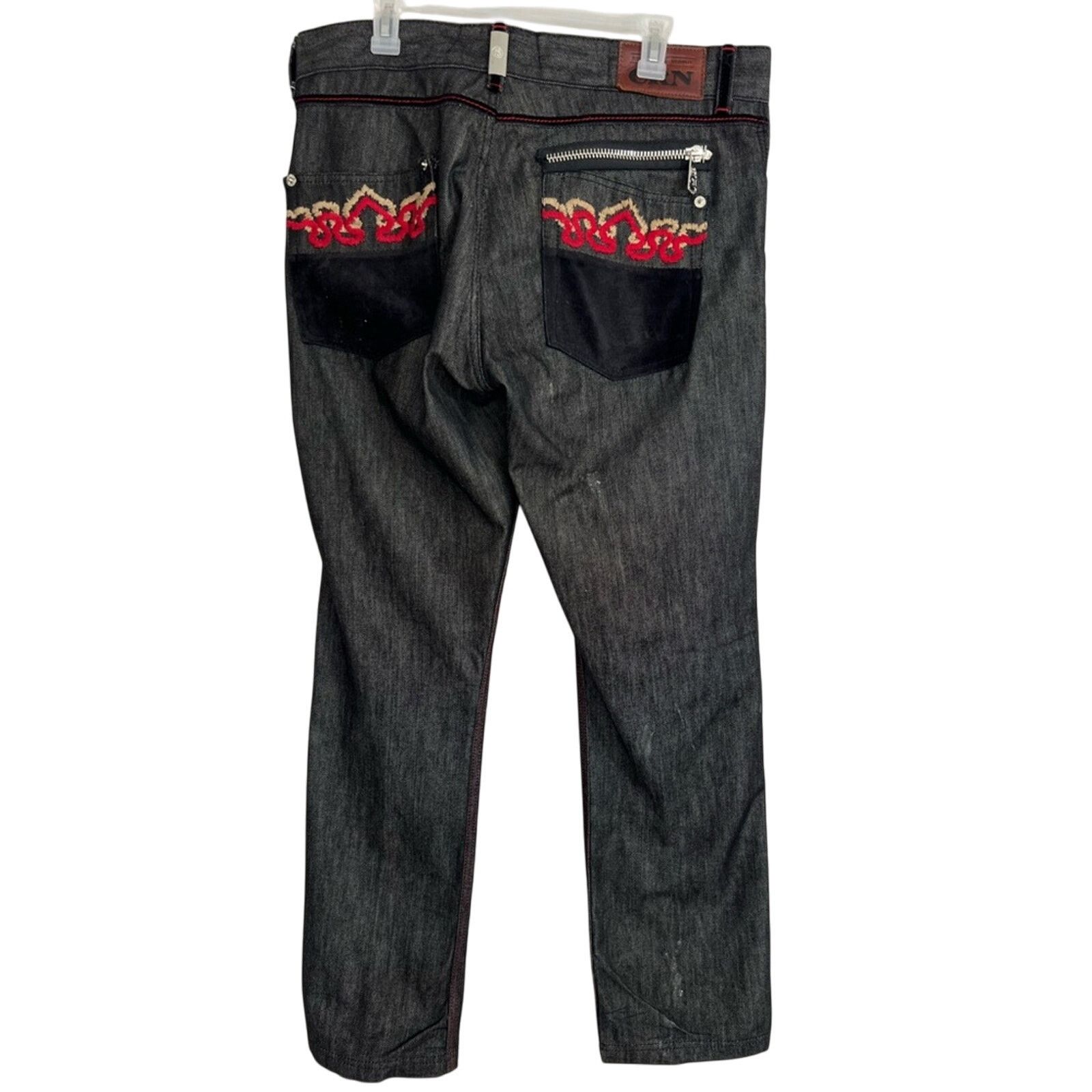 Vintage Crown Holder Jeans Men 36x34 Black Wide Leg Embroidered Y2K Size US 36 / EU 52 - 1 Thumbnail
