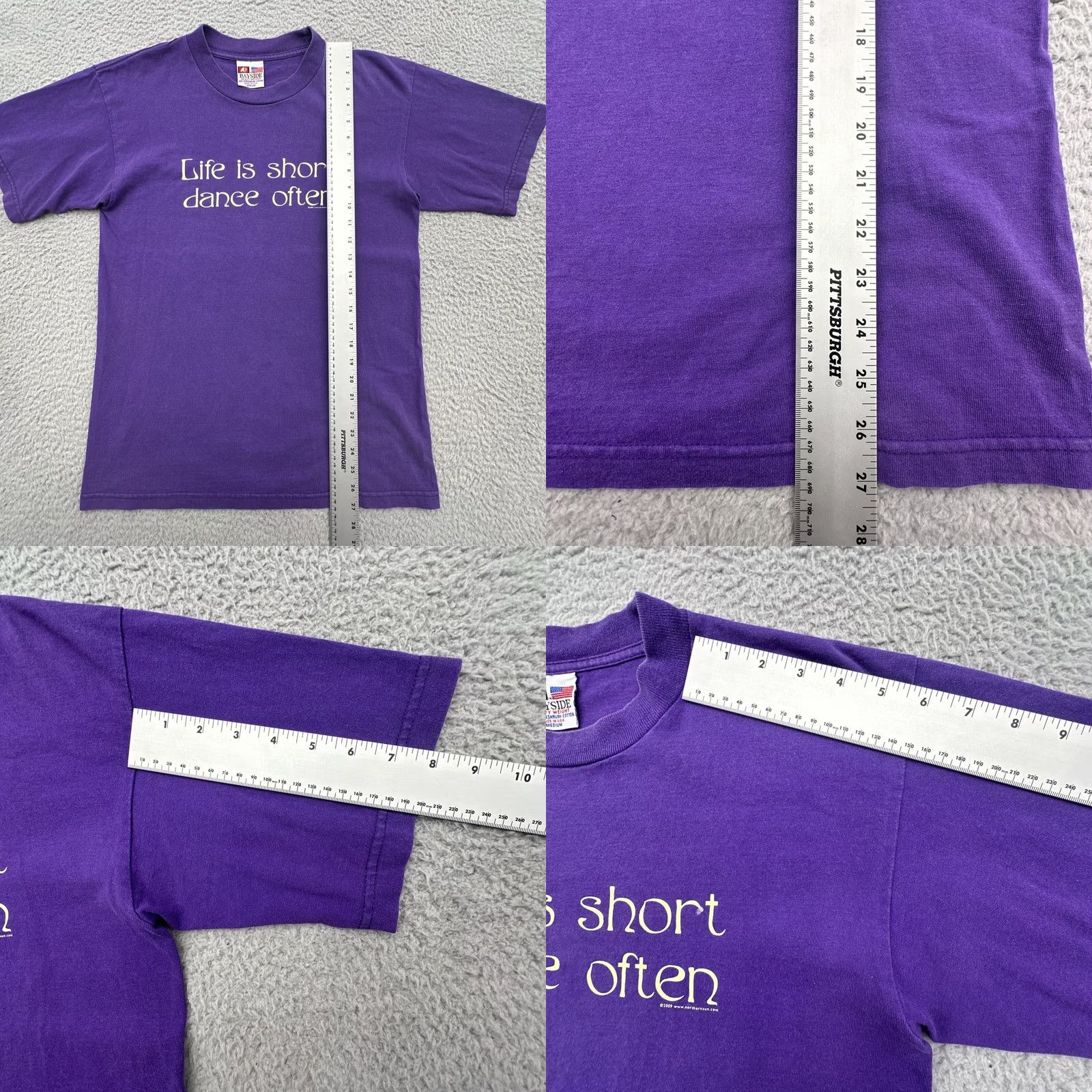 Vintage VINTAGE Bayside Mens M Purple T Shirt USA Made Dance Often Logo Solid Short Sleeve Crew Neck Size US M / EU 48-50 / 2 - 9 Thumbnail