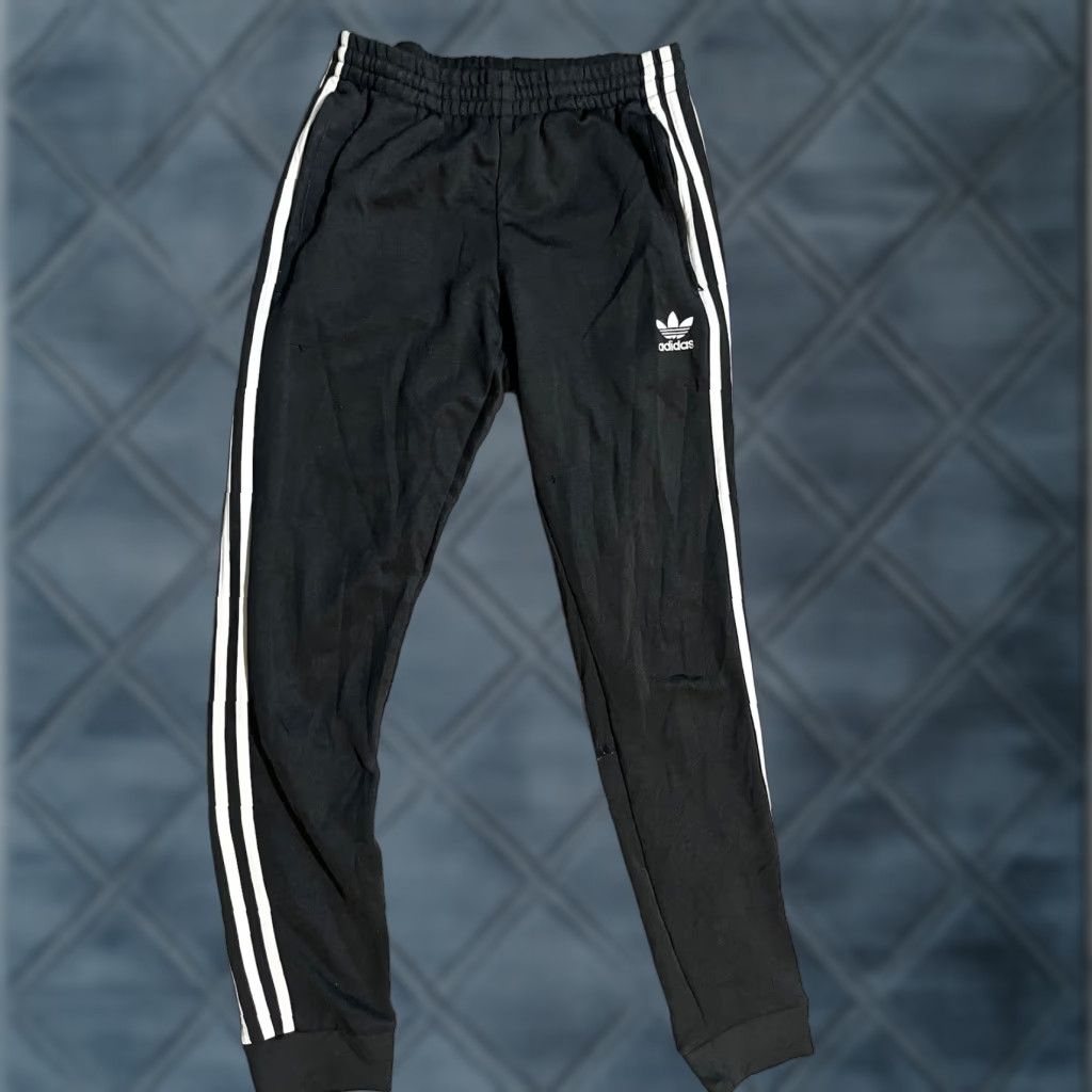 Adidas Adidas Black Cuffed Tracksuit Bottoms Men's Activewear US Small Football Gym Size 36R - 1 Thumbnail
