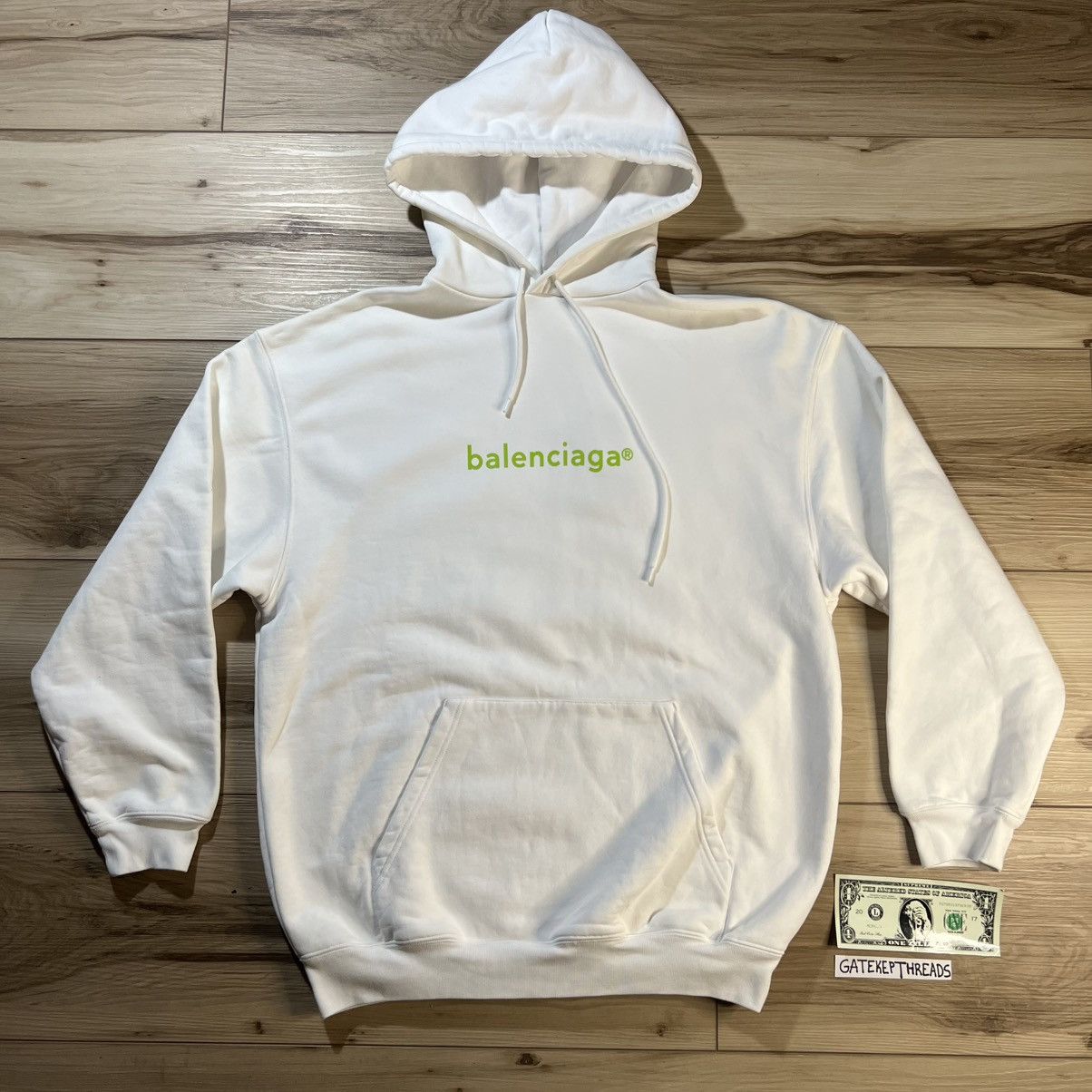 Balenciaga Balenciaga Copyright Green Logo White Pullover Hoodie Size US S / EU 44-46 / 1 - 1 Thumbnail