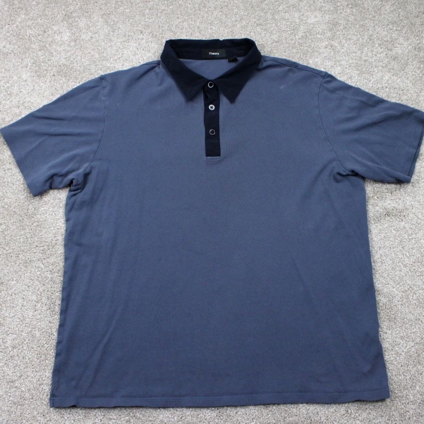 Theory Theory Mens Polo Shirt XL Blue Pima Cotton Blend Stretch Classic, Preppy Size US XL / EU 56 / 4 - 2 Thumbnail