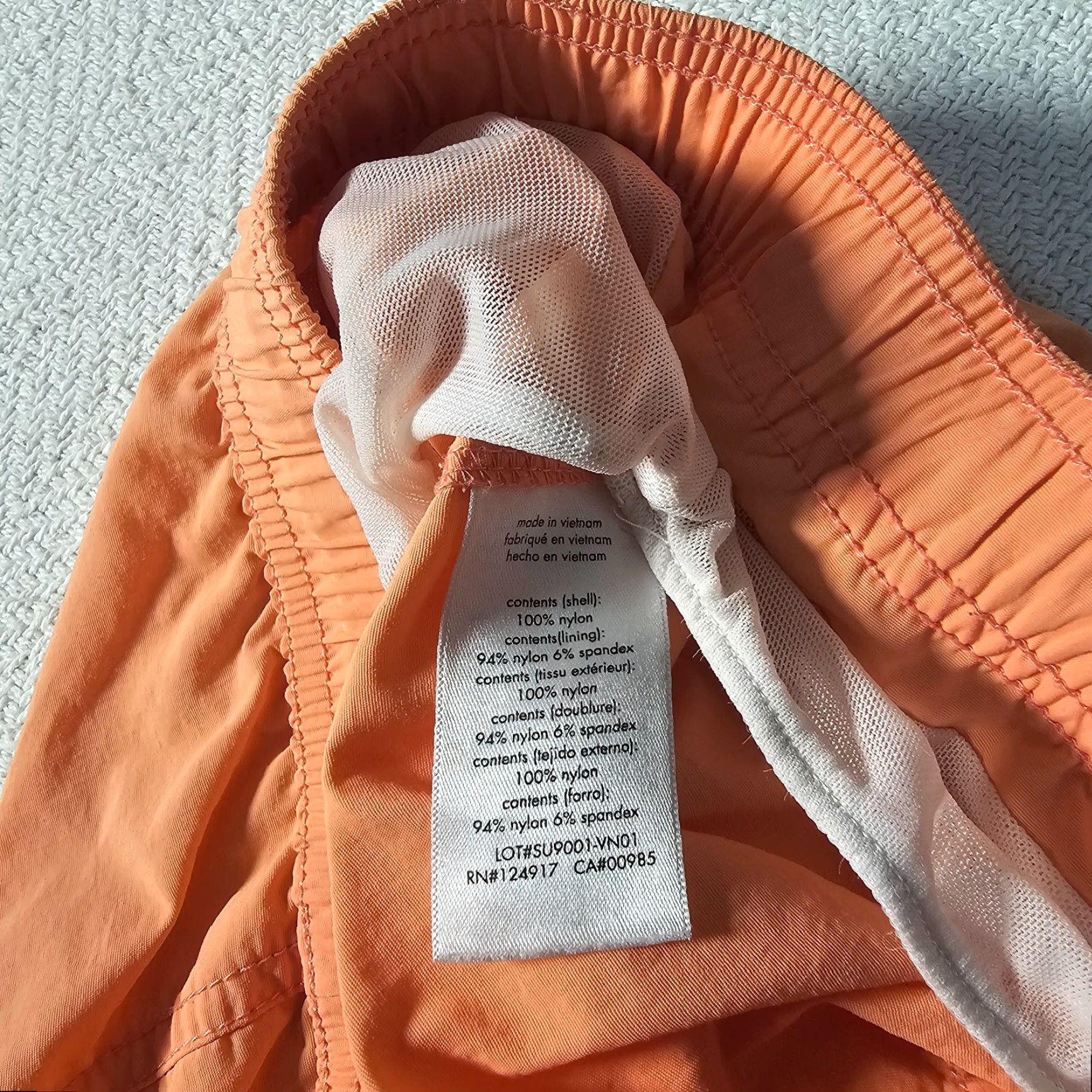 Onia Onia Board Shorts Men L Orange Nylon Solid Beach Casual Drawstring Elastic Waist Mens Size US 33 - 5 Thumbnail