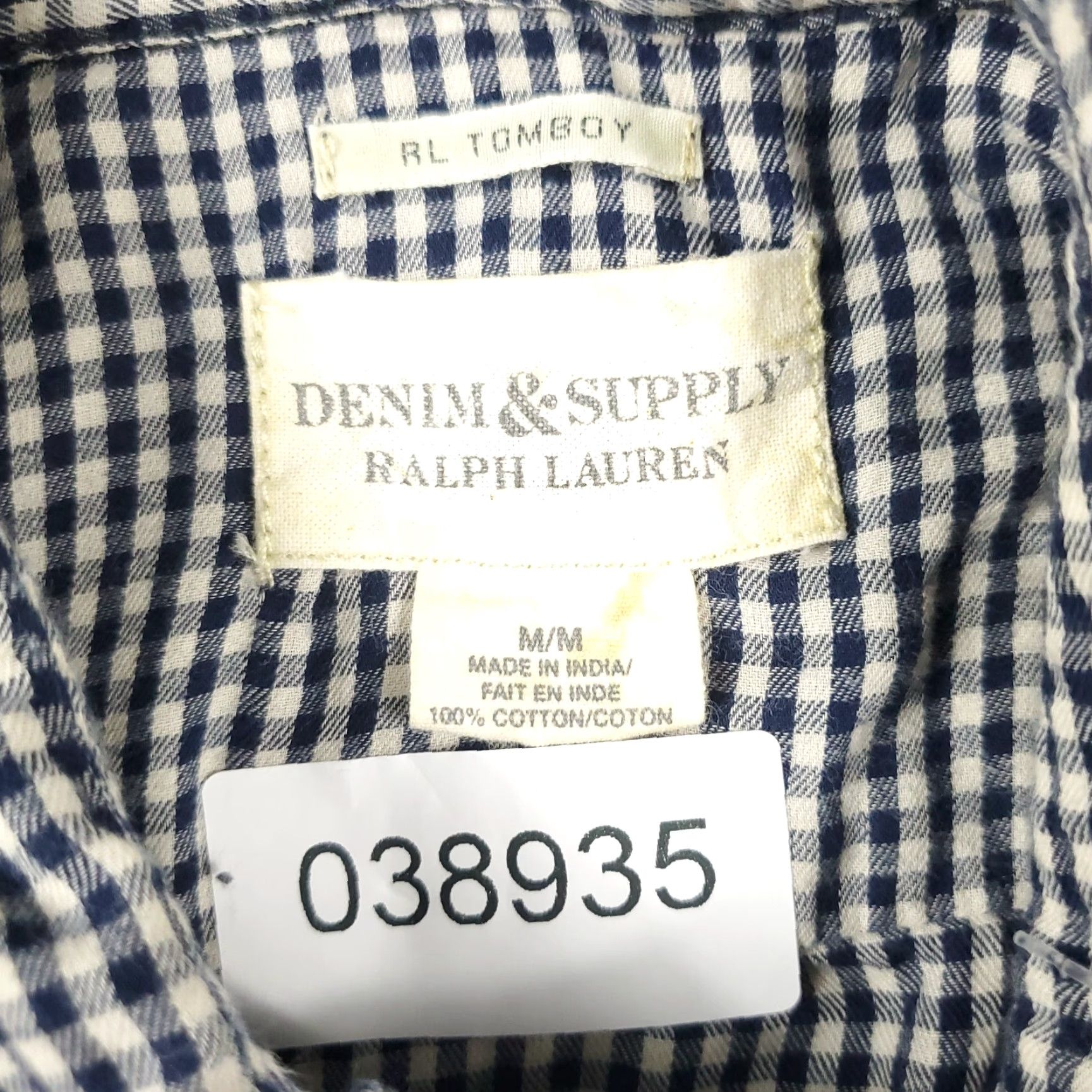 Ralph Lauren DENIM & SUPPLY RALPH LAUREN Shirt Mens Medium Blue Check Button Up Long Sleeve Size US M / EU 48-50 / 2 - 6 Thumbnail