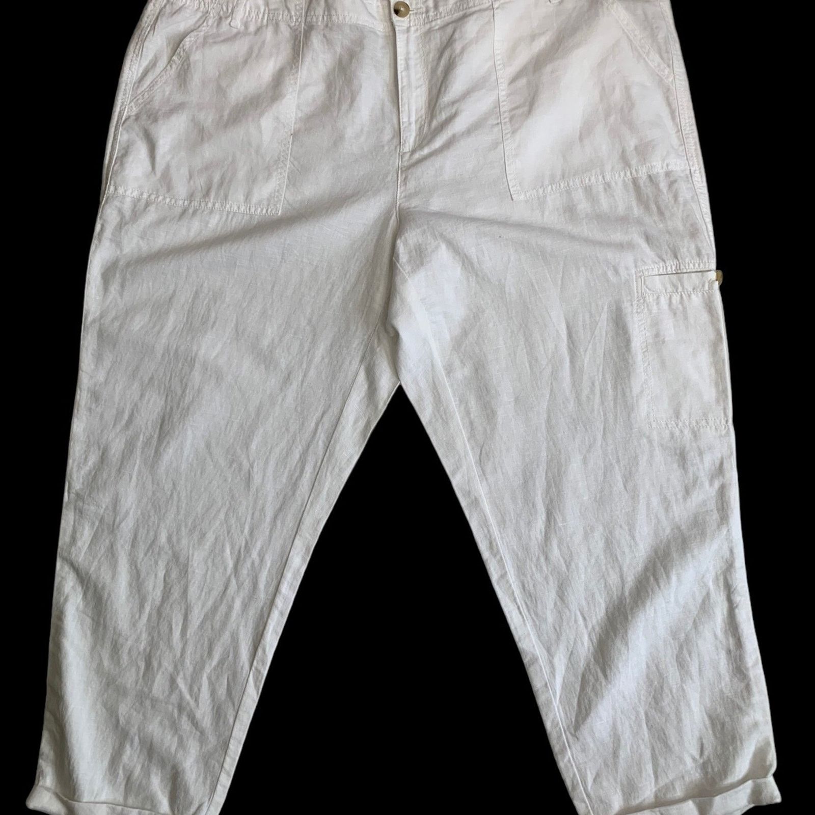 Liz Claiborne Liz Claiborne Pants White Linen Blend Hi-Rise Women Size 18 Size 40" / US 18 - 7 Thumbnail