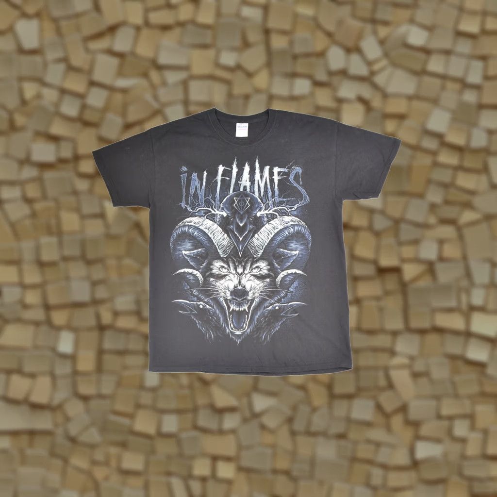 Gildan Gildan In Flames Vintage Big Print Metal T-Shirt Tee Made in Nicaragua Size L Black Mens T-Shirt Size US L / EU 52-54 / 3 - 1 Thumbnail