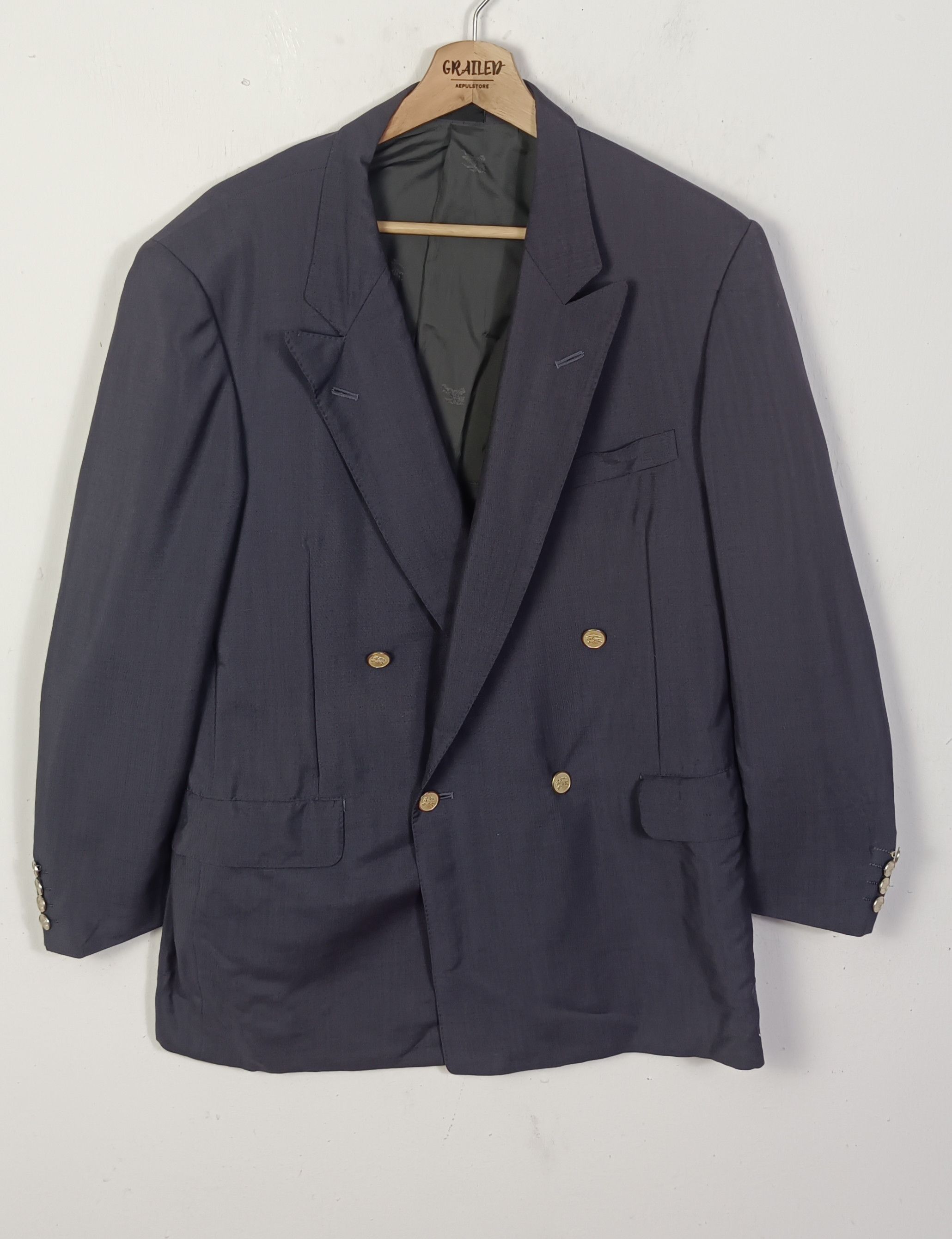 Burberry × Vintage Burberry Vintage Woll Tailored Double Breasted Blazer Size US L / EU 52-54 / 3 - 1 Thumbnail