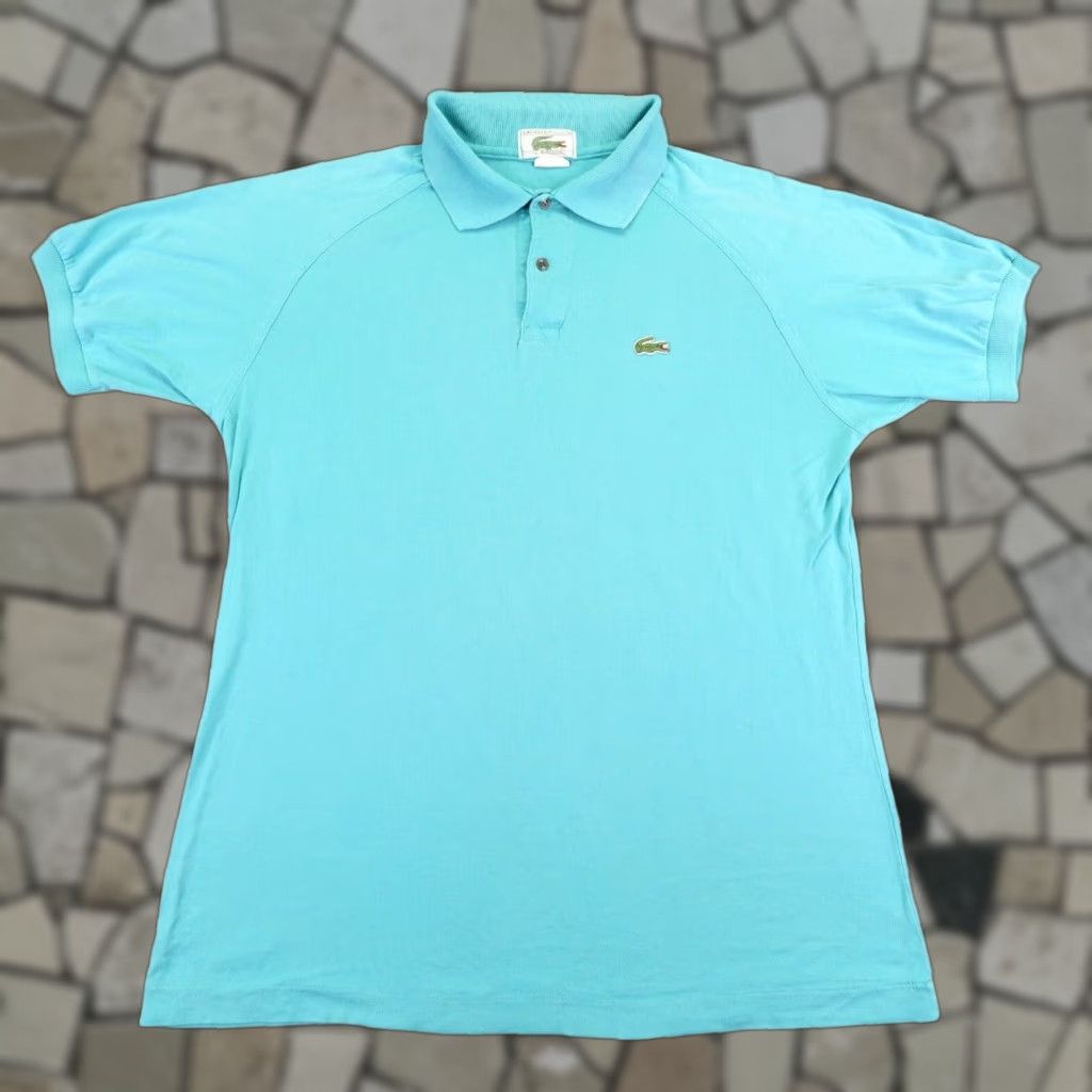 VINTAGE Izod Lacoste Polo Shirt Men S Blue 80s Crocodile Logo Polo Shirt Short Sleeve Knit Cotton Preppy Mens Size S