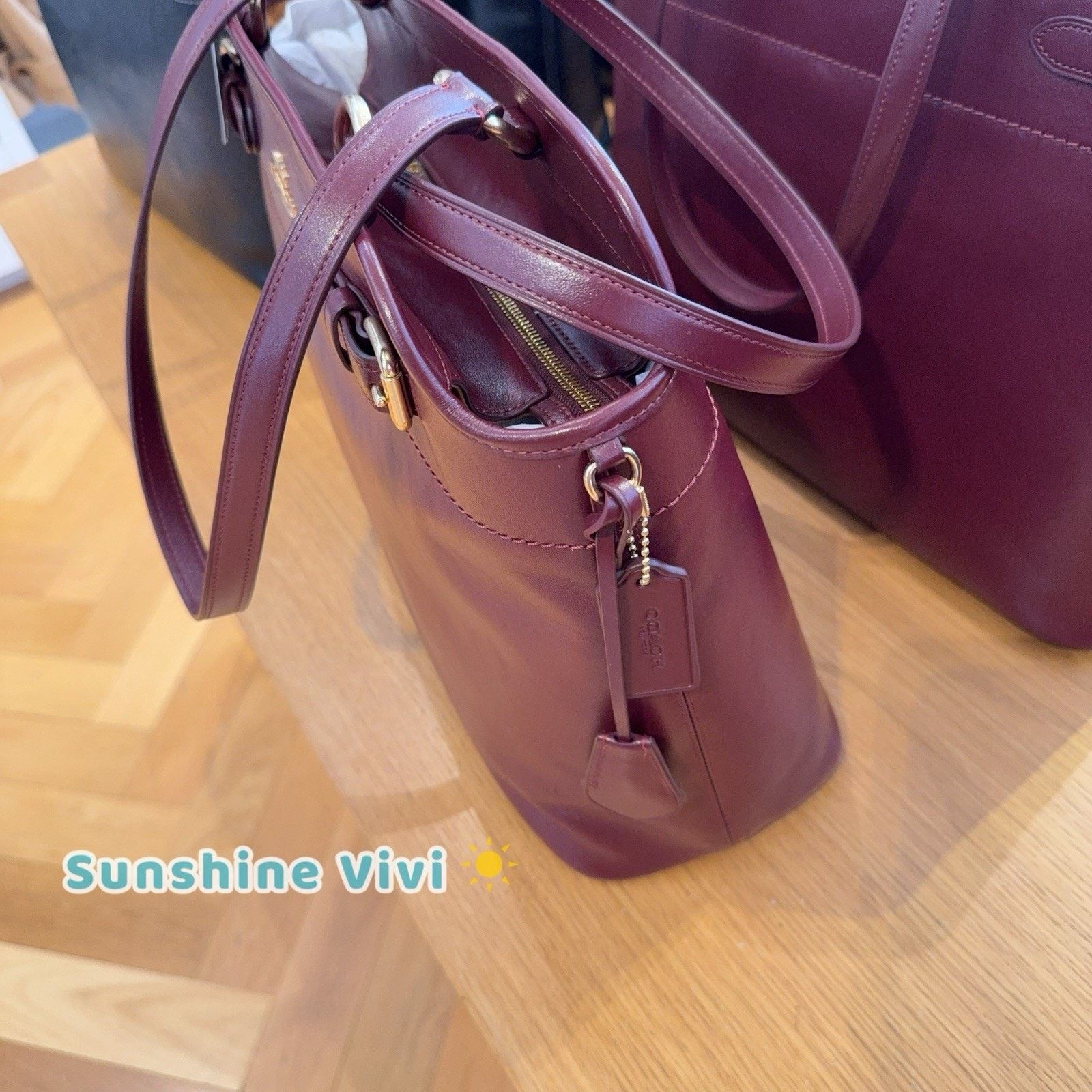 Coach NWT Coach Easton Tote Bag CCZ07 Shiny leather Dark Wine Size ONE SIZE - 8 Thumbnail