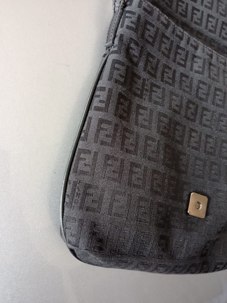 Fendi FENDI Zucchino Canvas Mamma Baguette Crossbody Black Bag Size ONE SIZE - 4 Thumbnail
