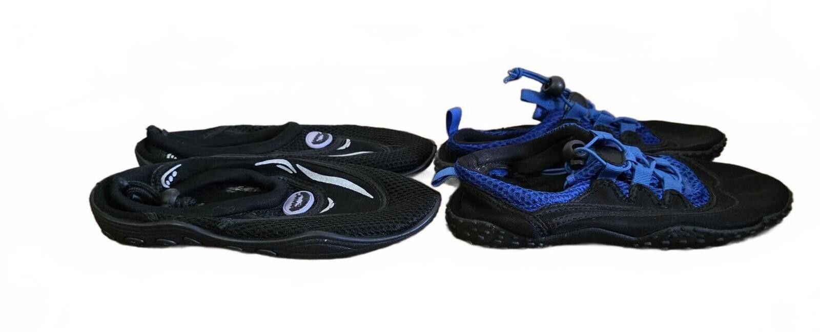 Other 2 Pair Lot of Water Shoes Easy USA & Wave Black Blue Size 7 Size ONE SIZE - 2 Thumbnail
