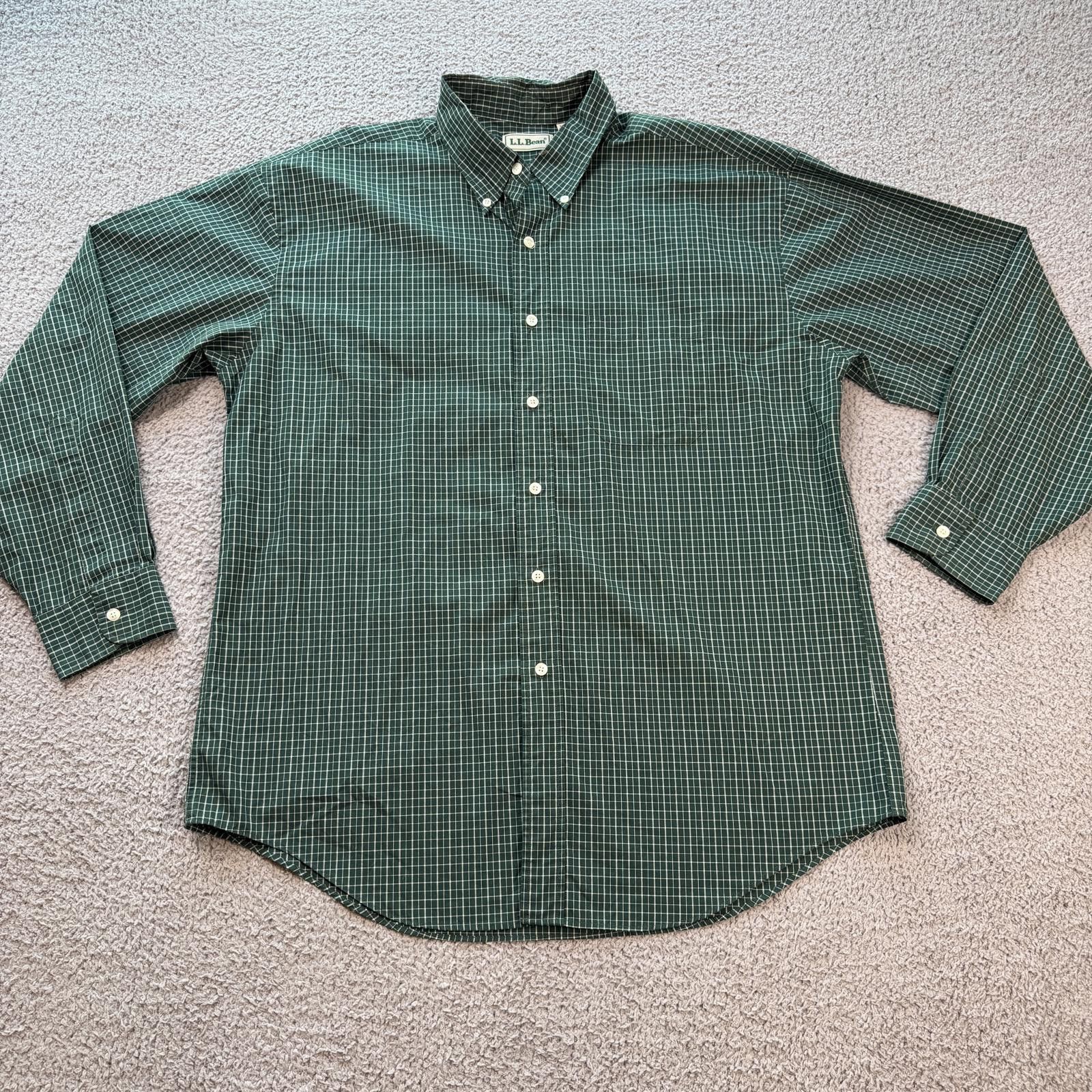 L.L. Bean Vintage LL Bean Green Grid Check Button Down Shirt Mens L Size US L / EU 52-54 / 3 - 1 Thumbnail