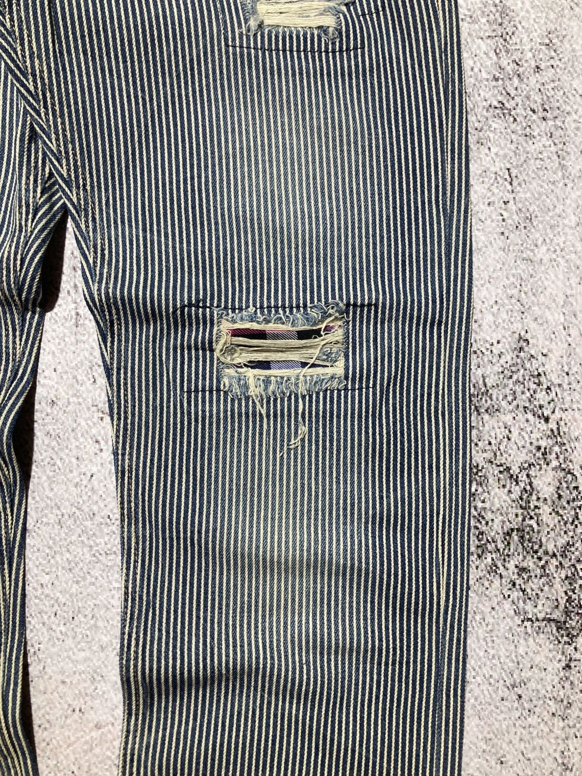 Japanese Brand 2000s Japanese Brand Double Waist Ripped Striped Pants Size US 29 - 6 Thumbnail