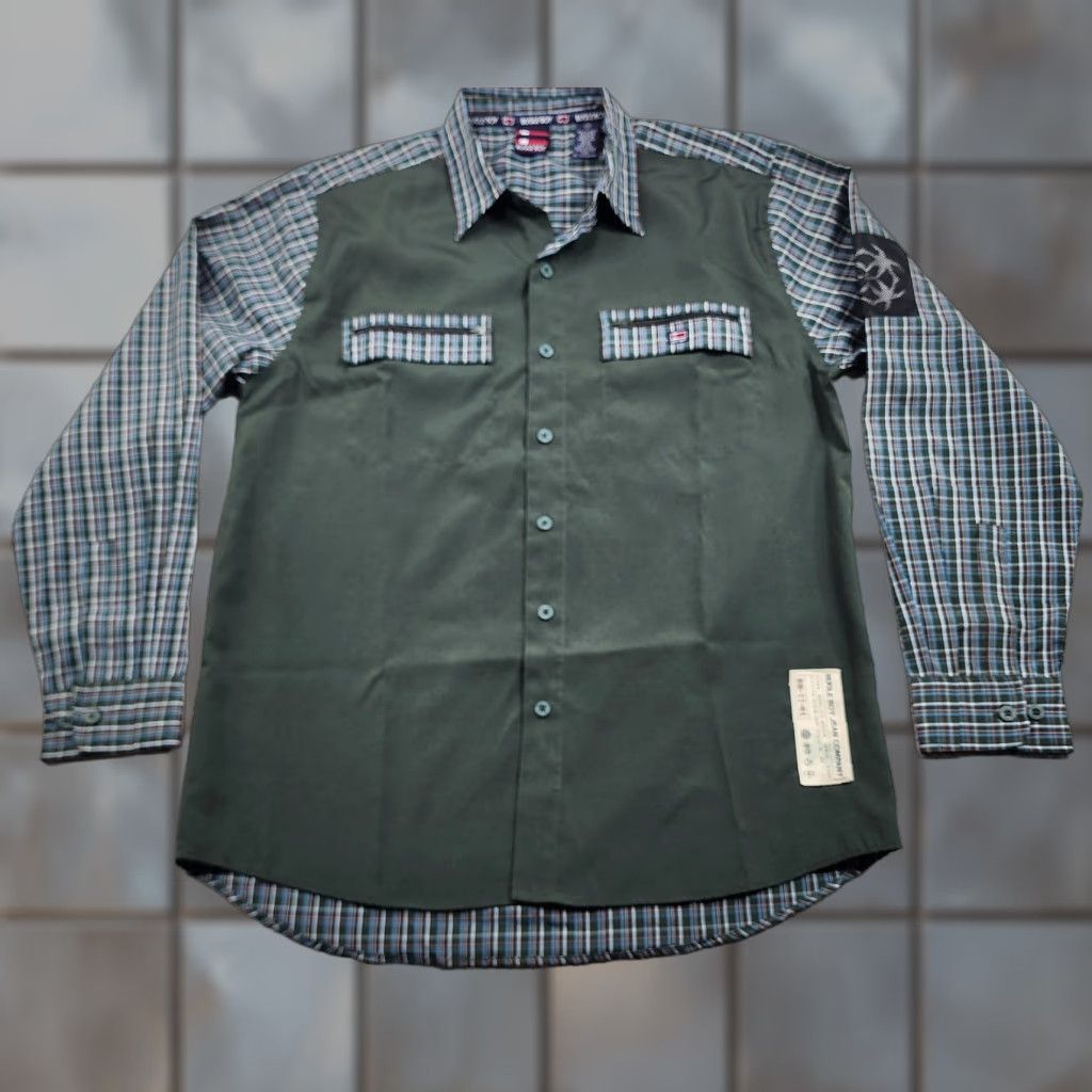 Bugle Boy VINTAGE Bugle Boy Shirt Mens M Green Plaid Long Sleeve Button-Up Utility Pockets Size US M / EU 48-50 / 2 - 1 Thumbnail