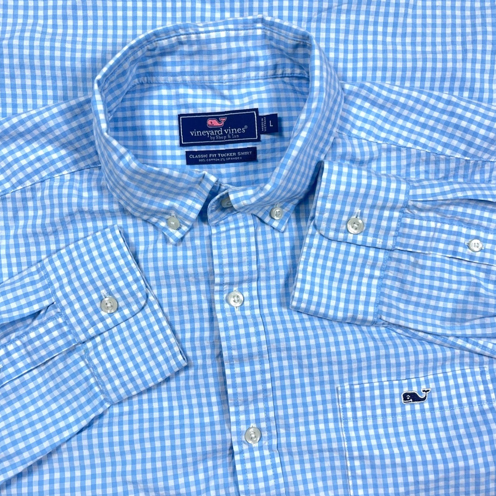 Vineyard Vines Vineyard Vines Shirt Men Large Blue Classic Fit Tucker Button Up Gingham Poplin Size US L / EU 52-54 / 3 - 2 Thumbnail