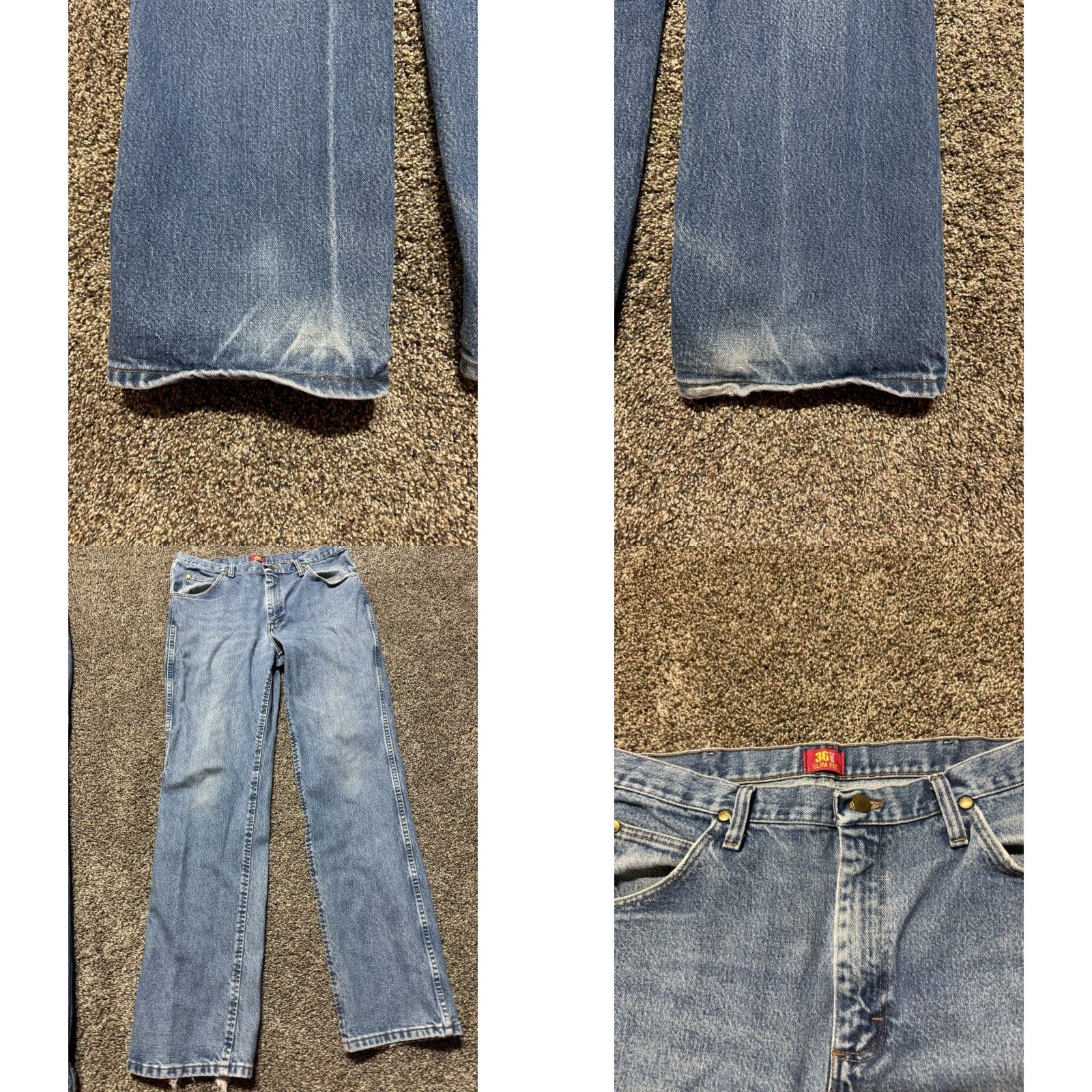 Wrangler Wrangler Jeans 36MWZ Men Jeans 36 Blue Denim Distress Bootcut 32 Inseam 36 Waist Regular 5-Pocket Cowboy Vintage No Size US 36 / EU 52 - 9 Thumbnail