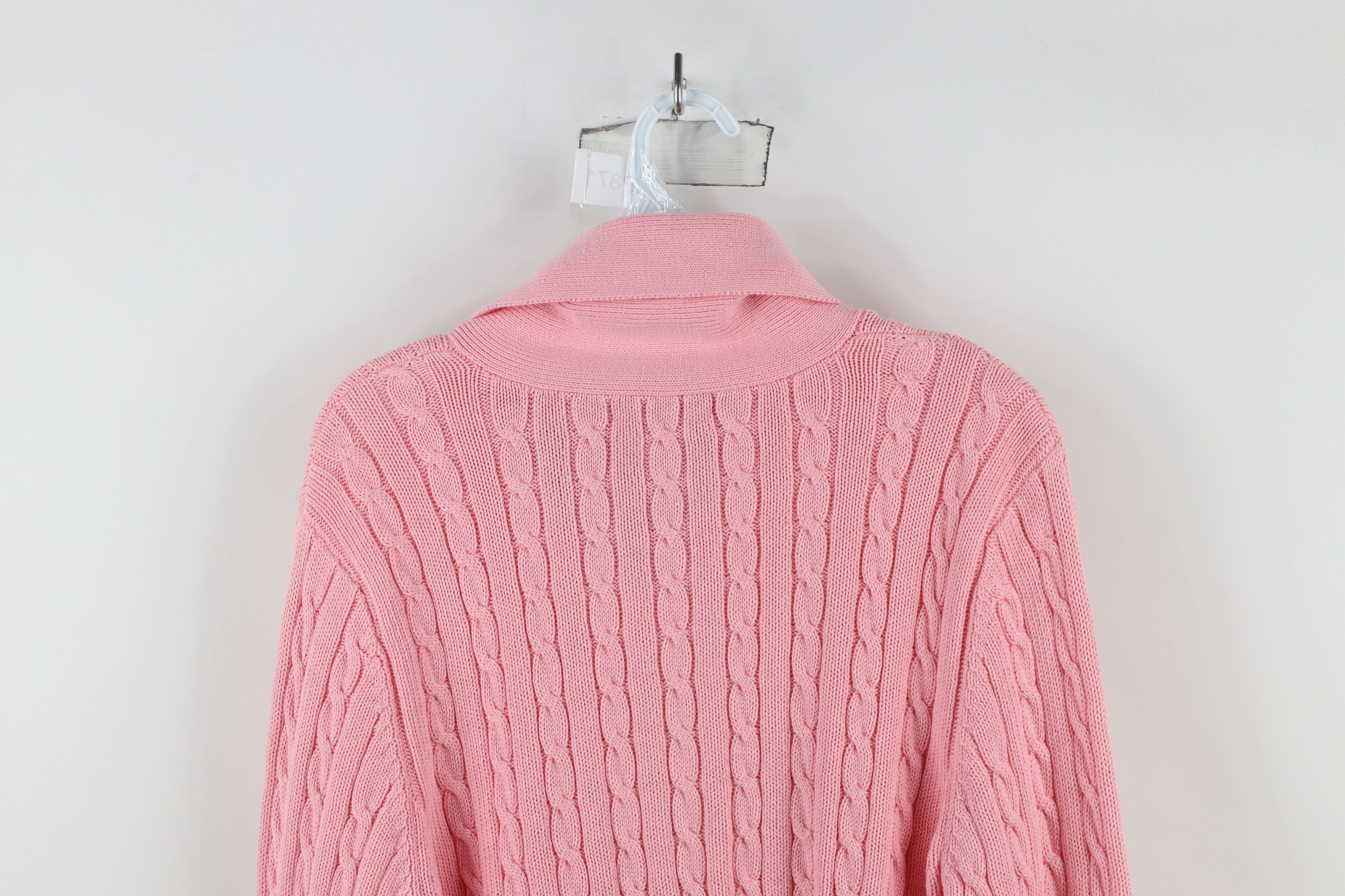 Ralph Lauren × Vintage Vintage 90s Ralph Lauren Shawl Collar Cable Knit Sweater Size L / US 10 / IT 46 - 7 Thumbnail