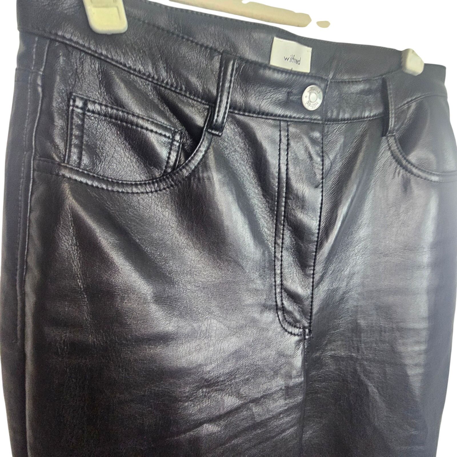 Aritzia Wilfred Womens Black Faux Leather High Waist Pants 8 Chic Size 30" / US 8 / IT 44 - 4 Thumbnail
