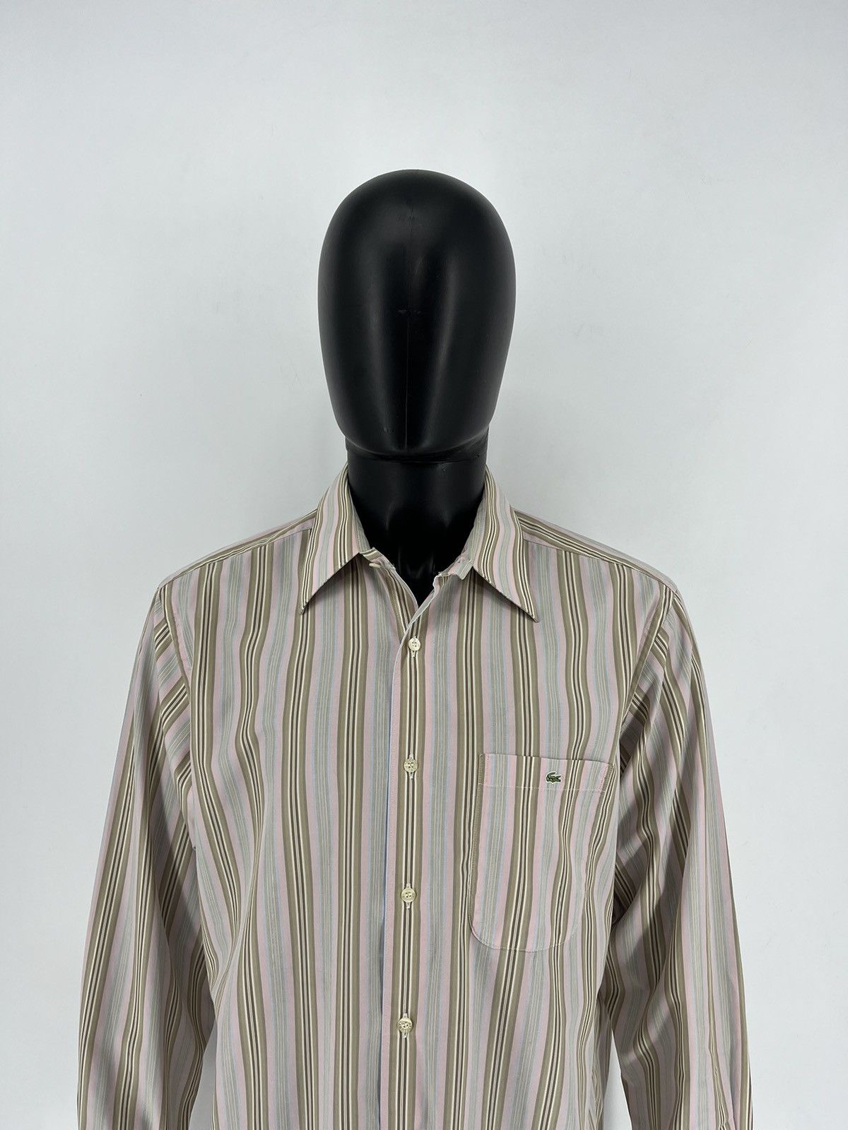 Lacoste × Vintage Lacoste Long Sleeve Button Down Shirt Blue Stiped Collared Size US XL / EU 56 / 4 - 1 Thumbnail