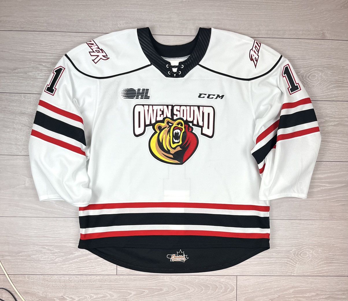 Ccm Owen Sound CCM OHL Attack Player Issue Hockey Jersey Size US XL / EU 56 / 4 - 1 Thumbnail