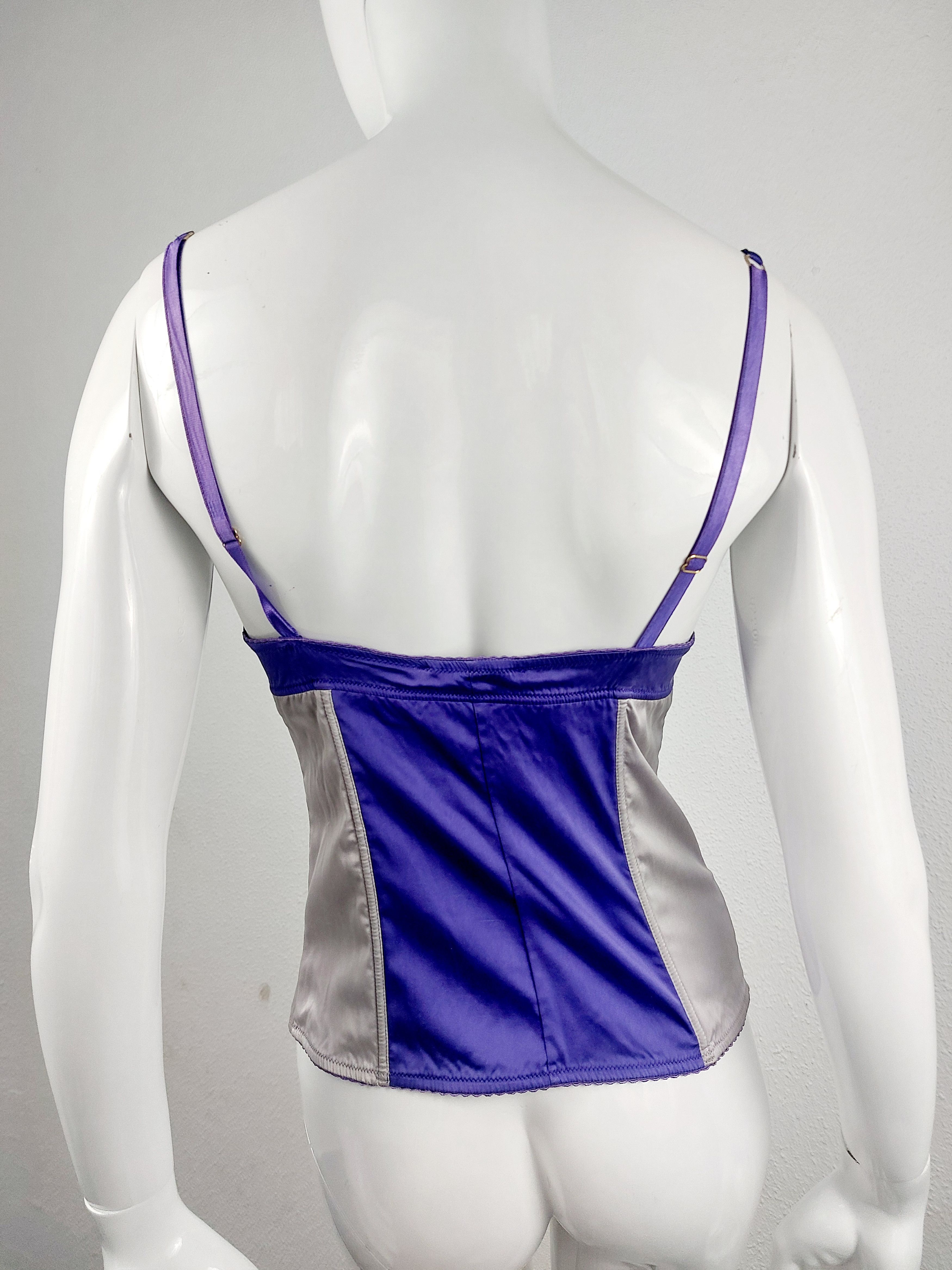 Dolce & Gabbana Dolce and Gabbana D&G Silk Purple Silver Metallic Corset Size L / US 10 / IT 46 - 6 Thumbnail