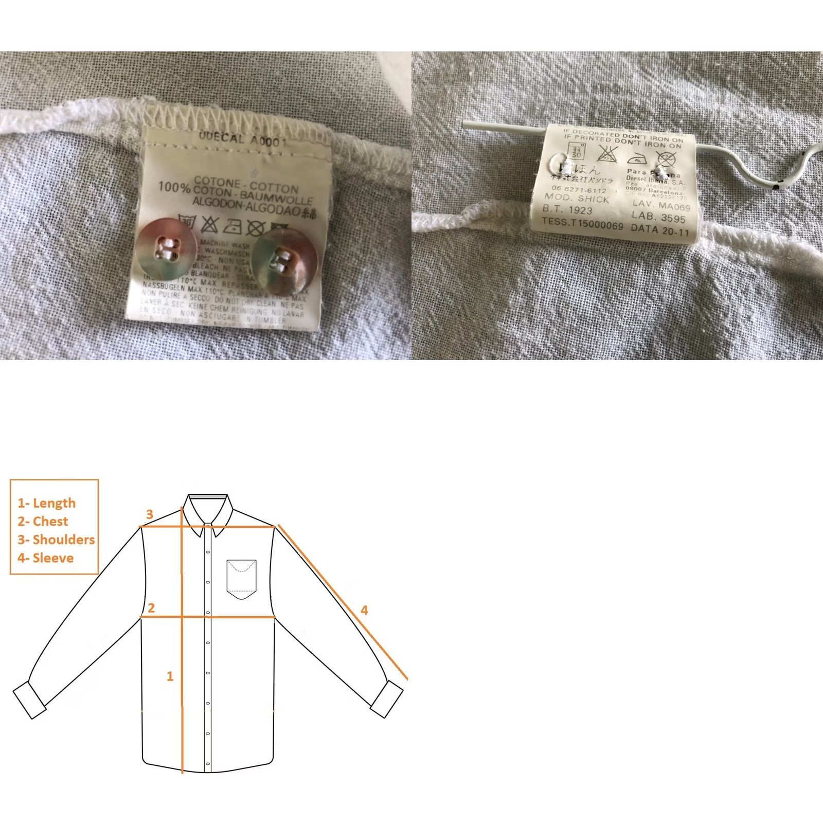 Diesel Diesel Men's Shirt M White Cotton Short Sleeve Button-Up, Casual, Regular Fit, Collared, Left Chest Pocket Size US M / EU 48-50 / 2 - 9 Thumbnail