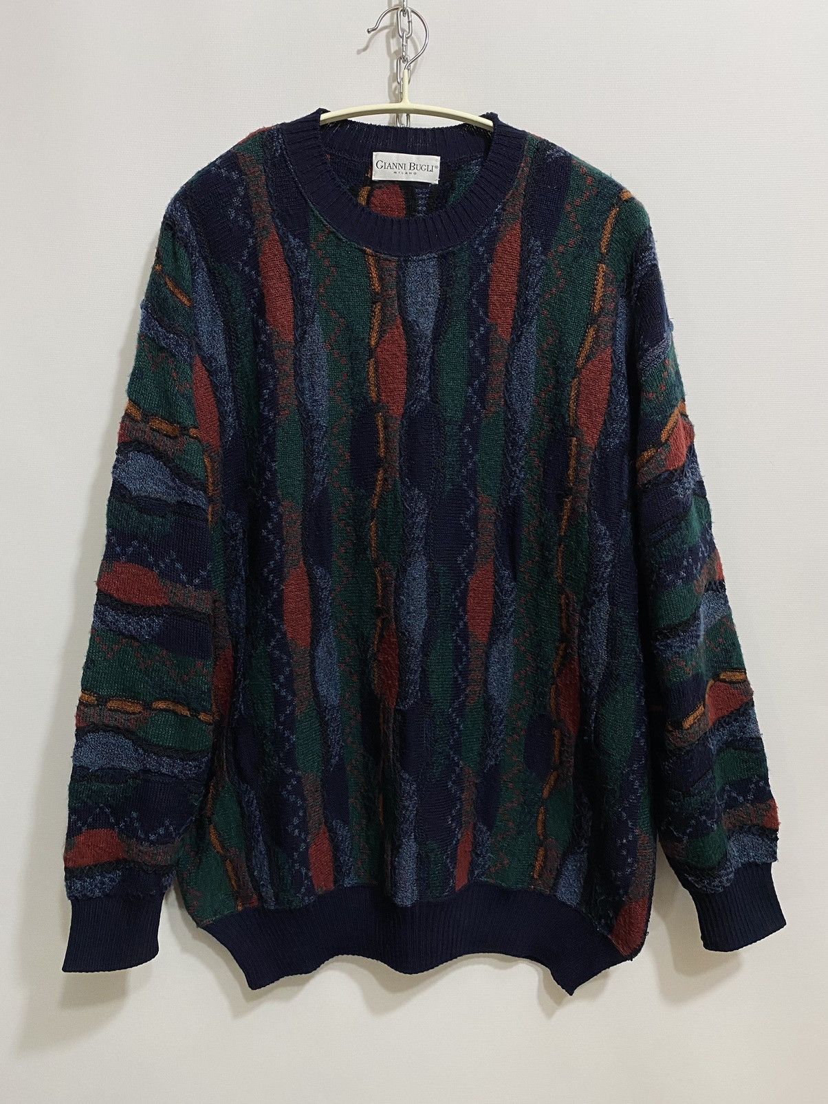 image of Avant Garde x Coloured Cable Knit Sweater Gianni Bugli Milano Vintage Knit Sweater Italy Hype 80's 