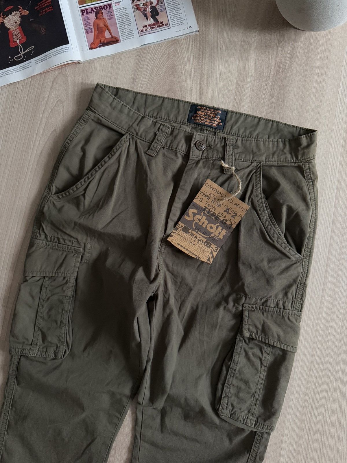 Schott Schott Cargo Pants Khaki Army Style Size US 30 / EU 46 - 4 Thumbnail