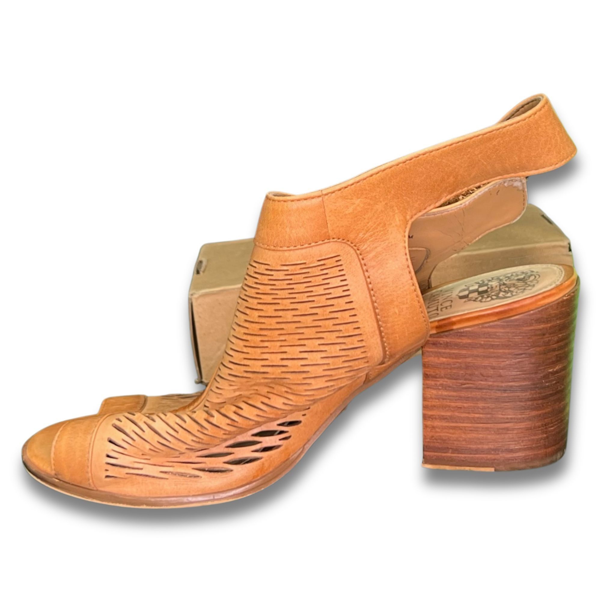 Vince Camuto Vince Camuto Lavette Laser Cut Peep Toe Ankle Booties Tan Le Size US 7.5 / IT 37.5 - 8 Thumbnail