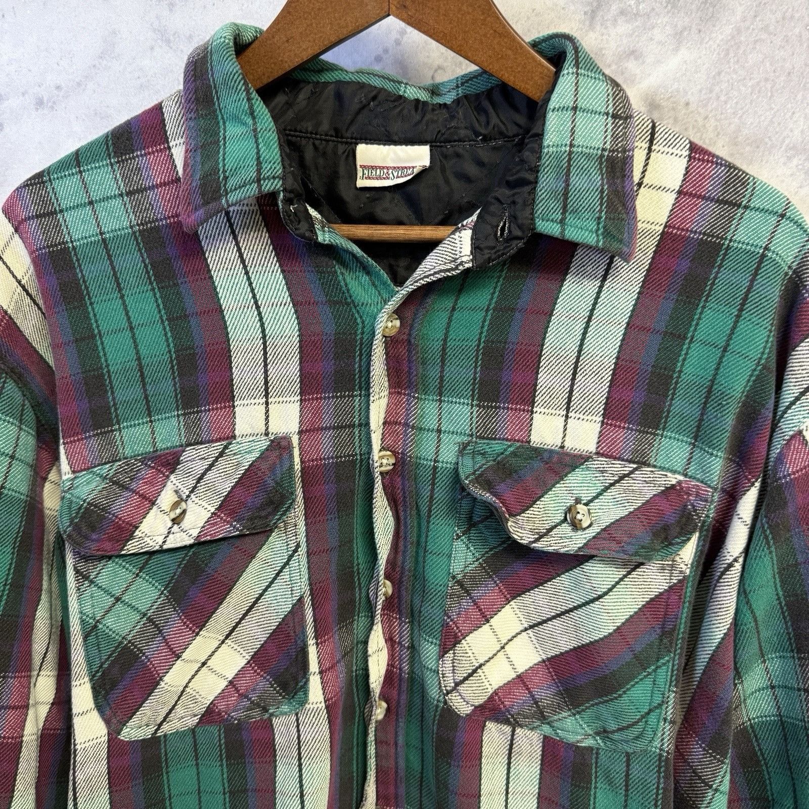 Field & Stream Vintage Field & Stream Plaid Flannel Purple & Green Button Size US XL / EU 56 / 4 - 3 Thumbnail