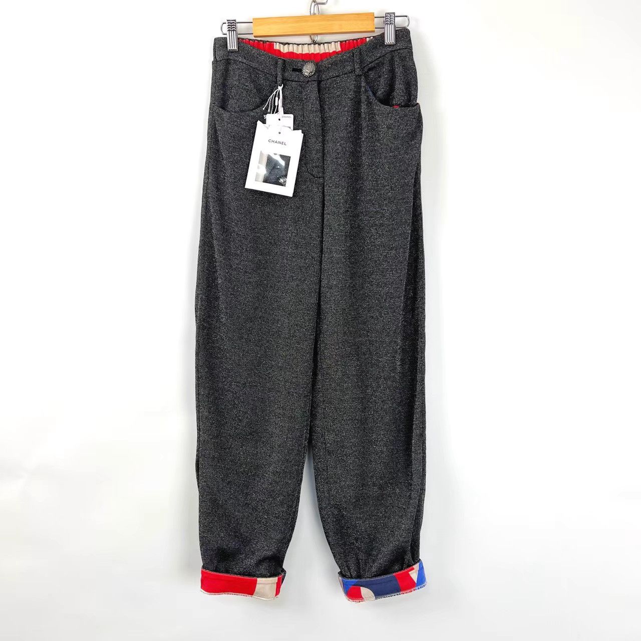 Chanel Chanel Gray Metallic Thread Wide-Leg Casual Pants K12 Size 26" / US 2 / IT 38 - 1 Thumbnail
