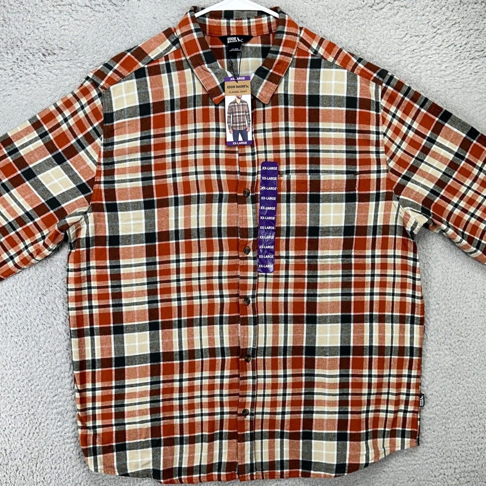 Eddie Bauer Eddie Bauer Mens Flannel Shirt 2XL Brown Gray Plaid Button Up Long Sleeve NEW Size US XXL / EU 58 / 5 - 4 Thumbnail