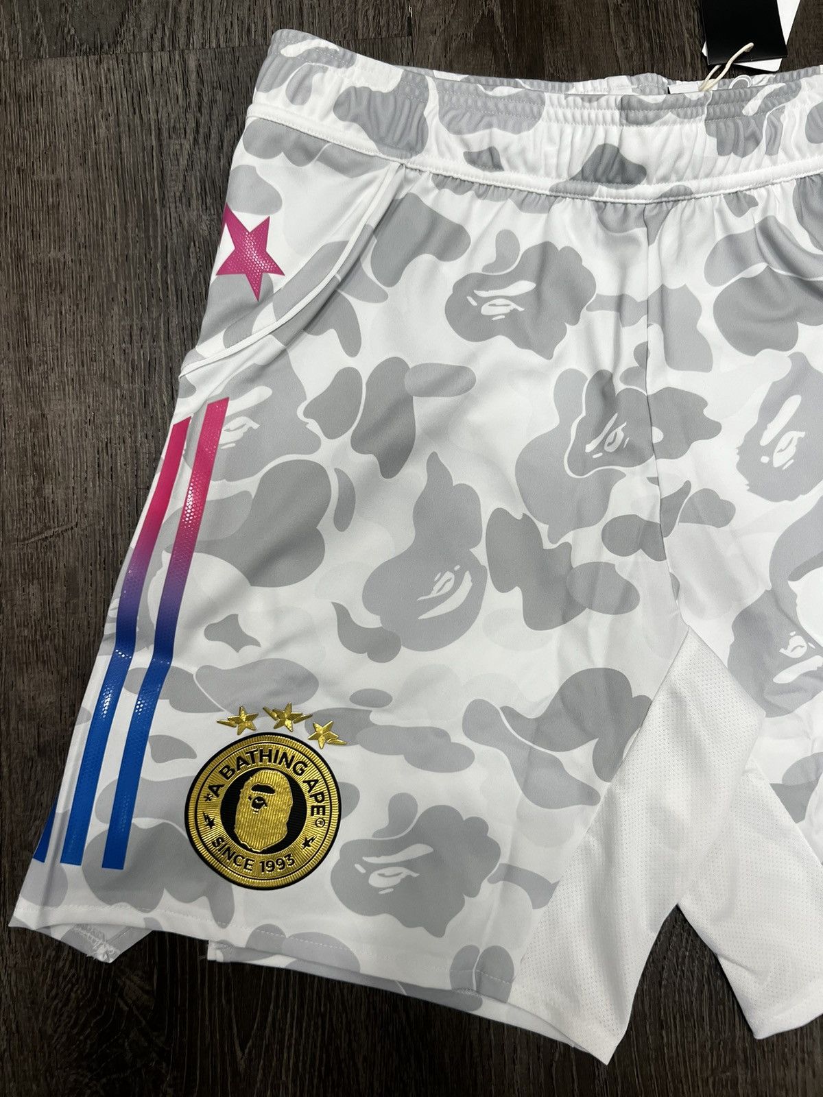 Adidas × Bape Adidas x Bape Football Slim White Shorts Sz L,XL,XXL NEW! Size US 34 / EU 50 - 2 Thumbnail